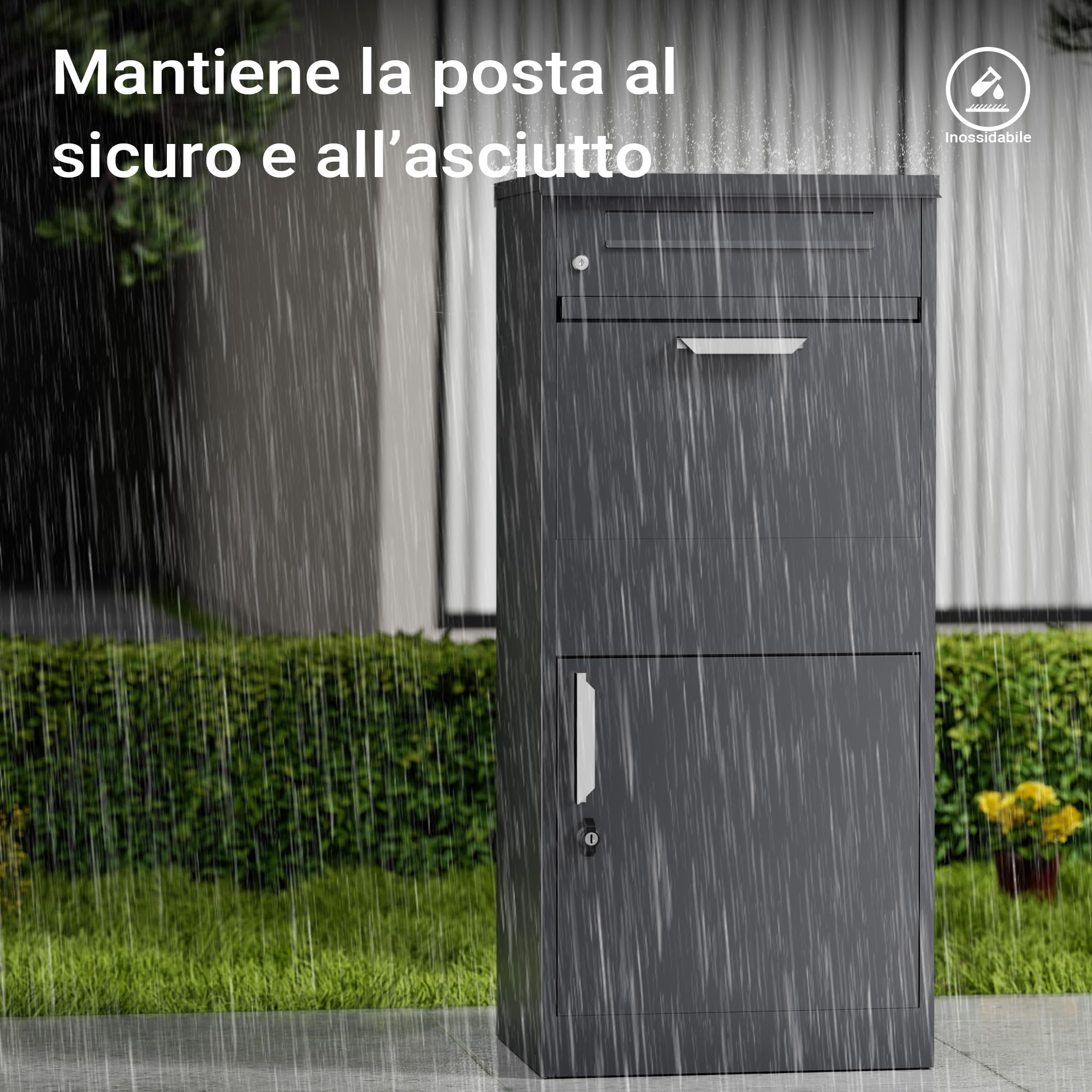 Wiltec cassetta pacchi antracite 500x370x1120 mm con serratura