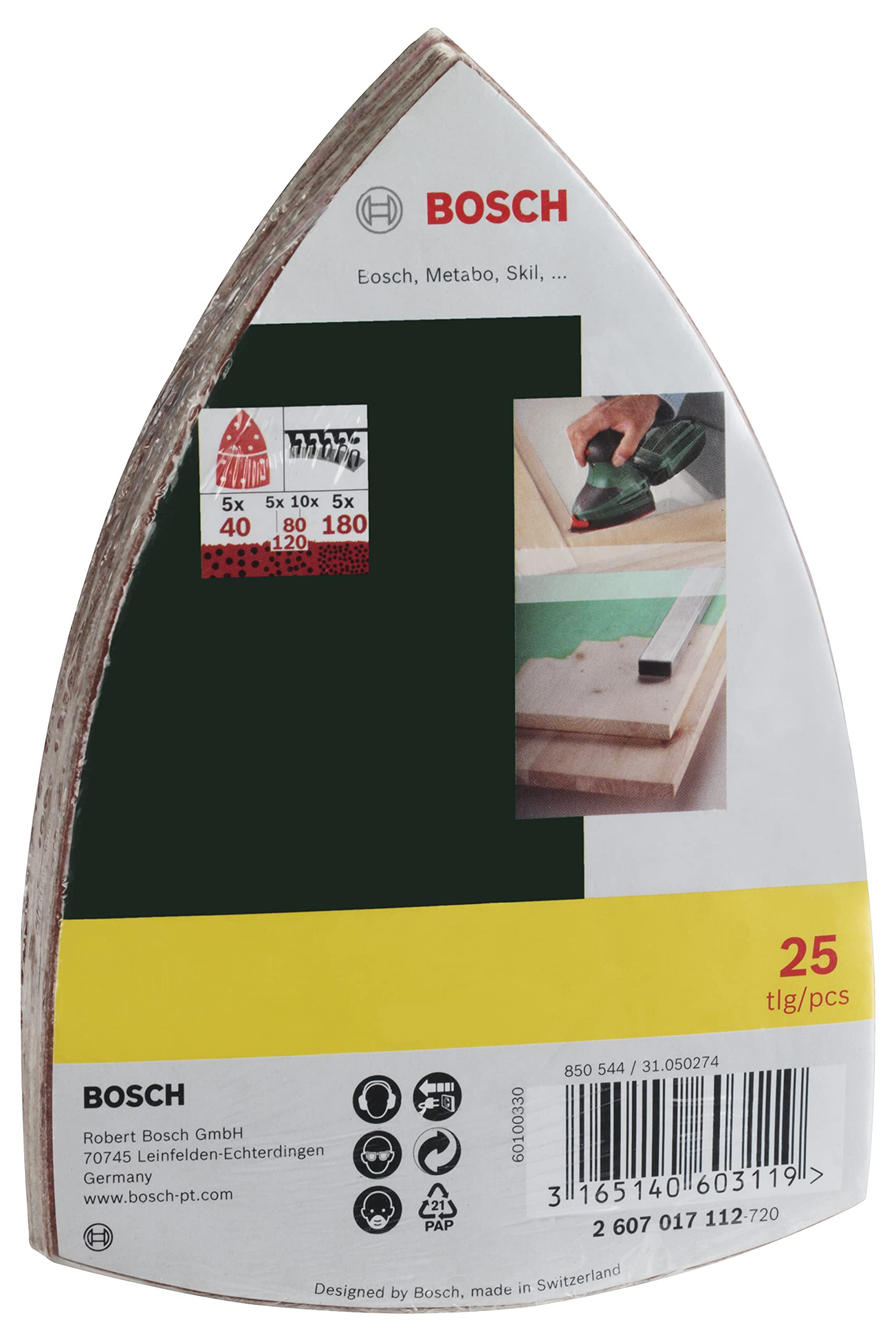 Bosch Set 25 fogli abrasivi 102x62 mm grana mista 11 fori