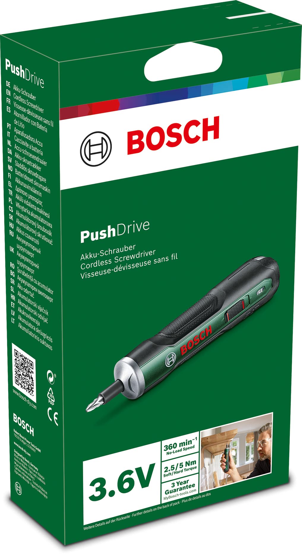 Bosch PushDrive cacciavite a batteria 3,6V Starter Set 10 punte