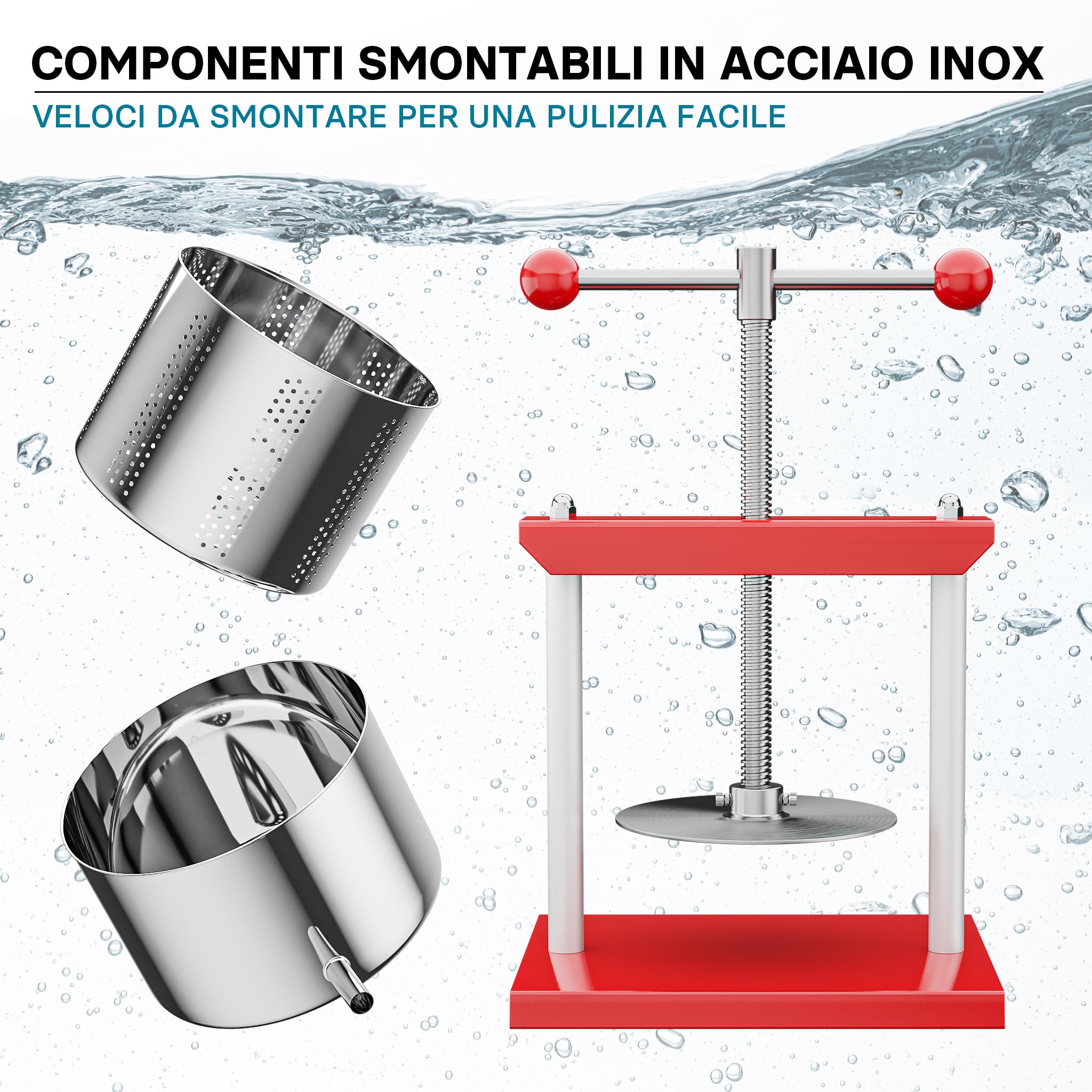 Wiltec Torchietto pressa frutta acciaio inox 6 litri