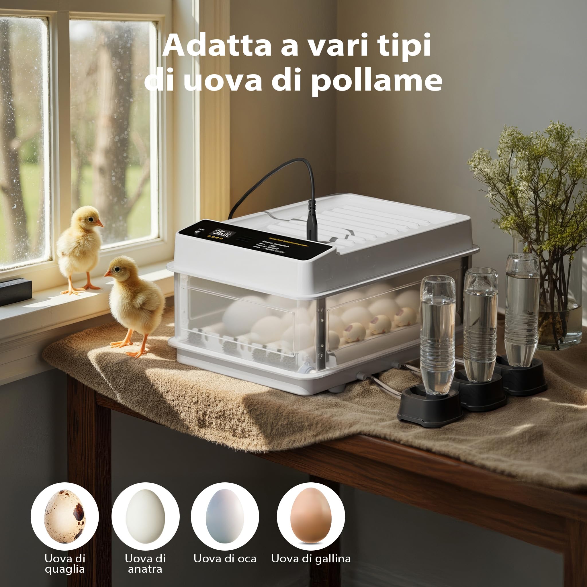 Wiltec Fudajo incubatrice automatica 24 uova 80W