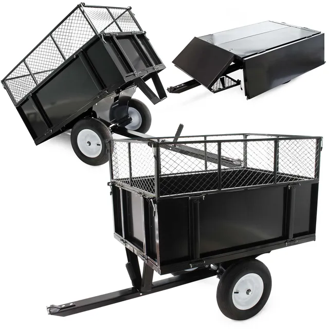 Wiltec Rimorchio Trattorino 114x76x30 cm Ribaltabile Rete