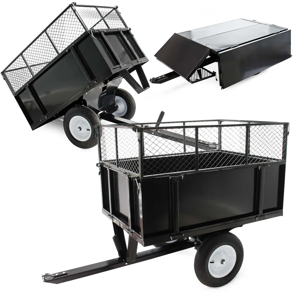 Wiltec Rimorchio Trattorino 114x76x30 cm Ribaltabile Rete