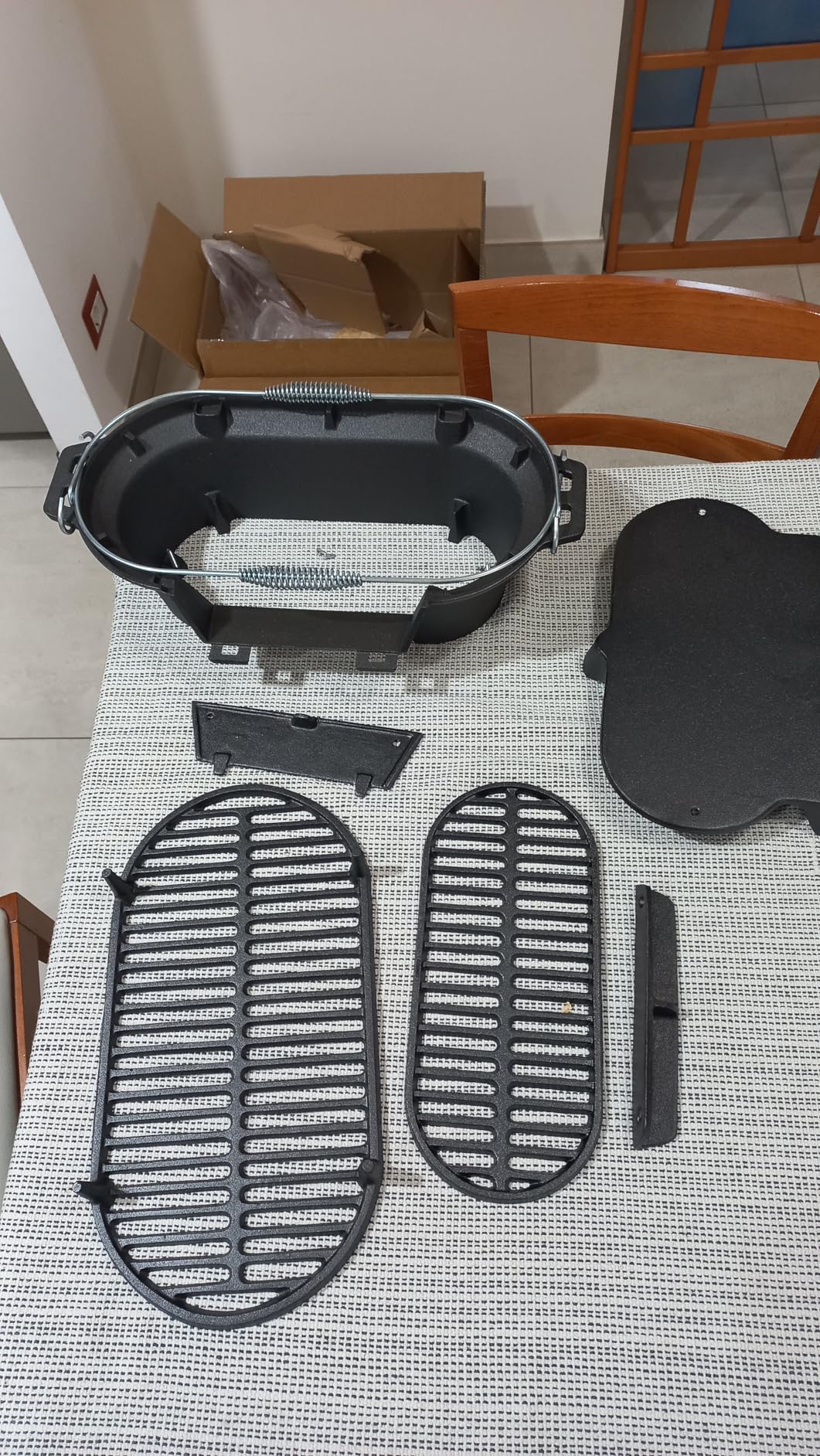 Wiltec Pentola Barbecue Ghisa 50x27x21 cm con Griglia