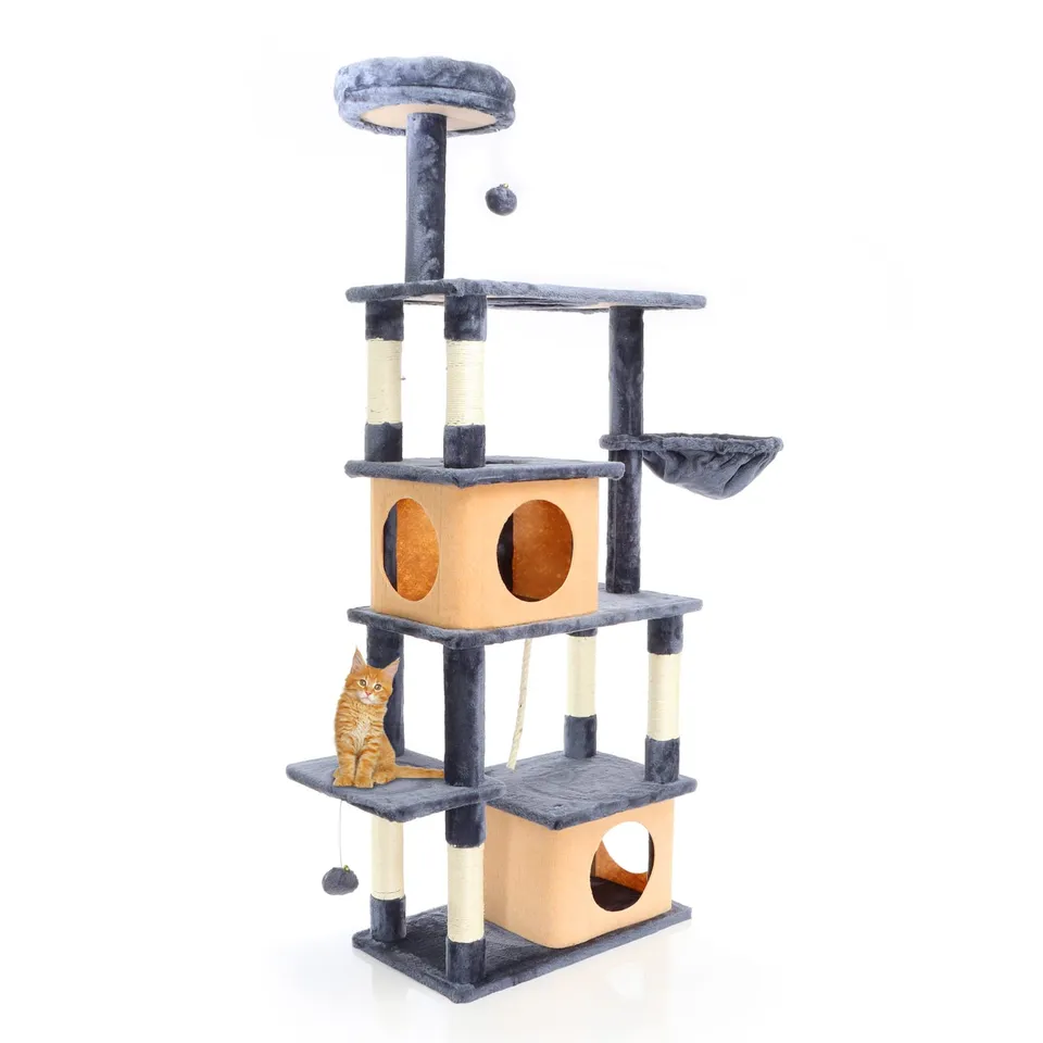 Fudajo Albero Tiragraffi Gatti Grigio Scuro 161 cm Sisal