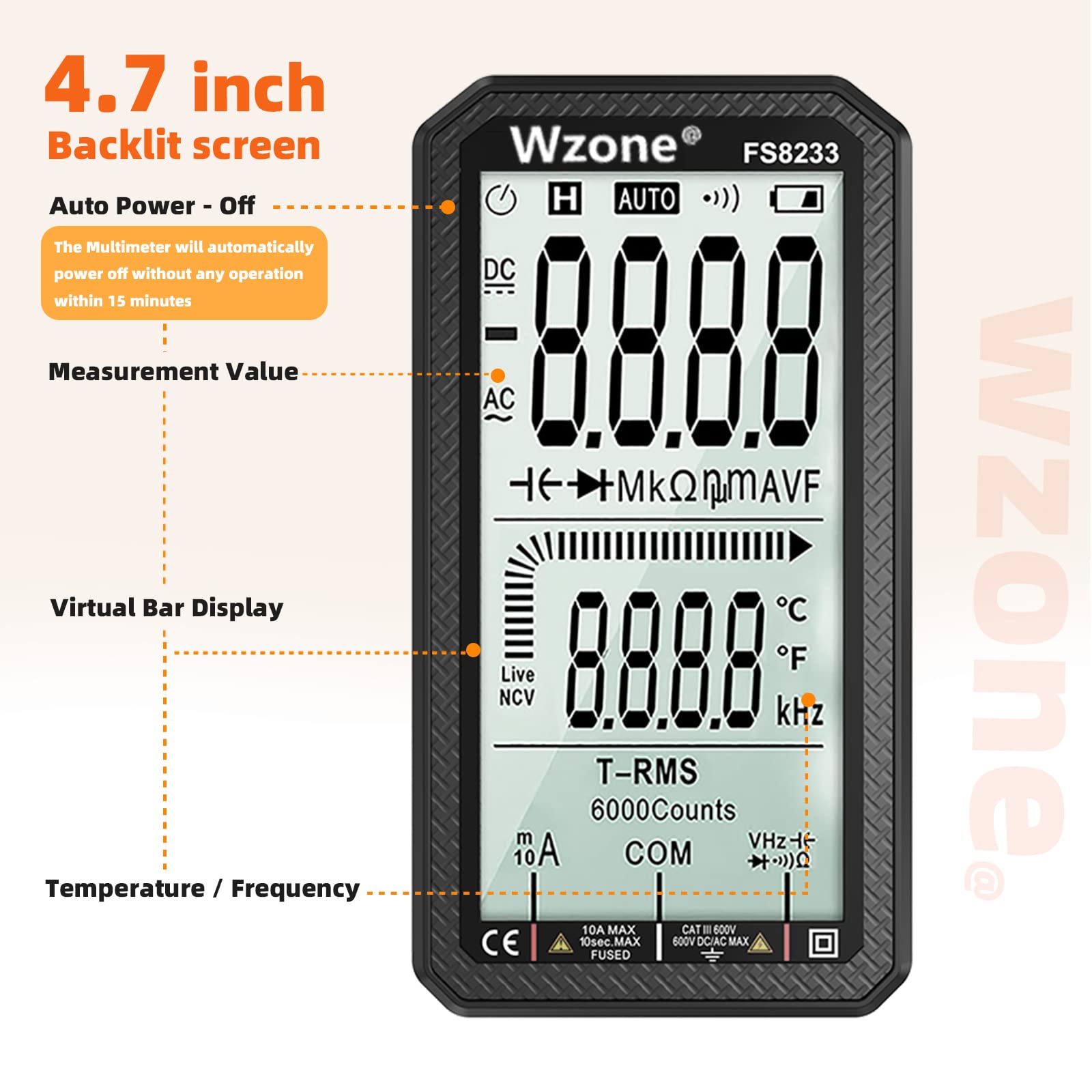 Wzone Multimetro digitale tester elettrico con NCV