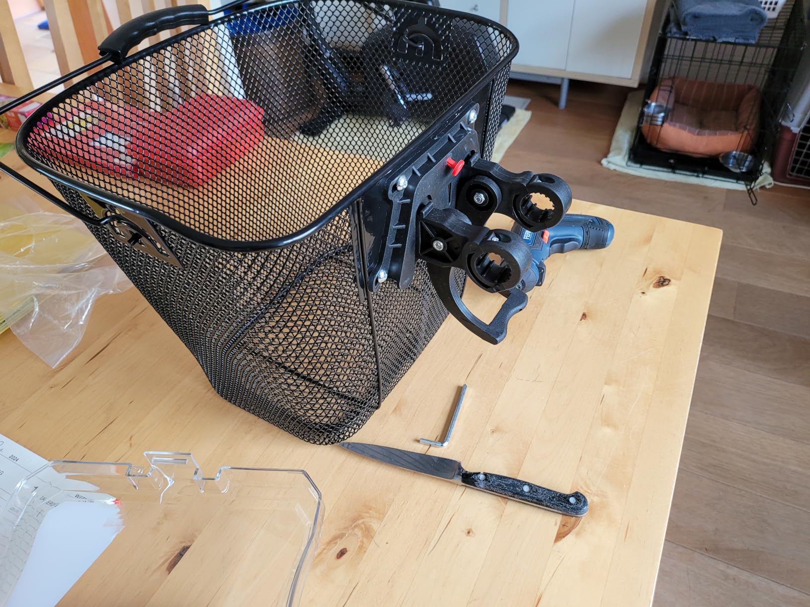 Wiltec cestino bici anteriore in acciaio nero removibile
