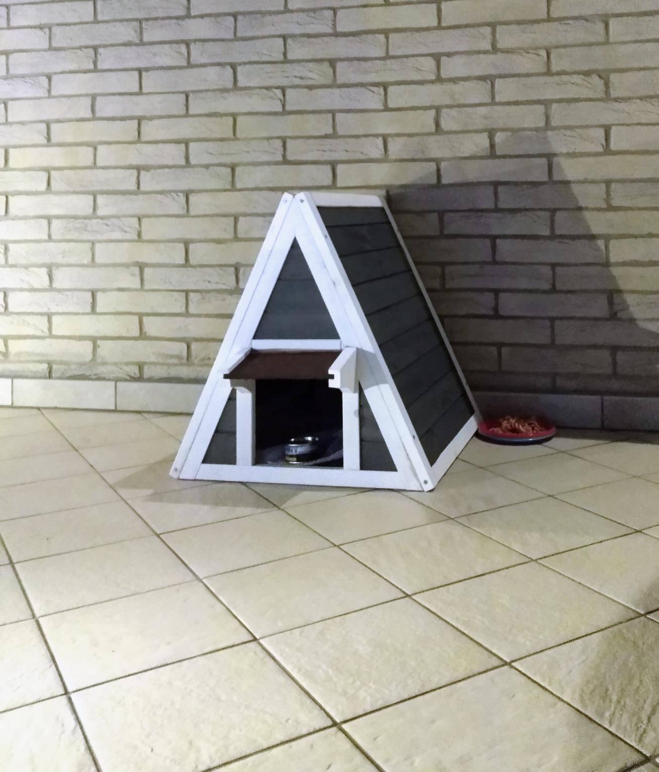 Wiltec cuccia gatto in legno doppio ingresso 50x50x54 cm esterno