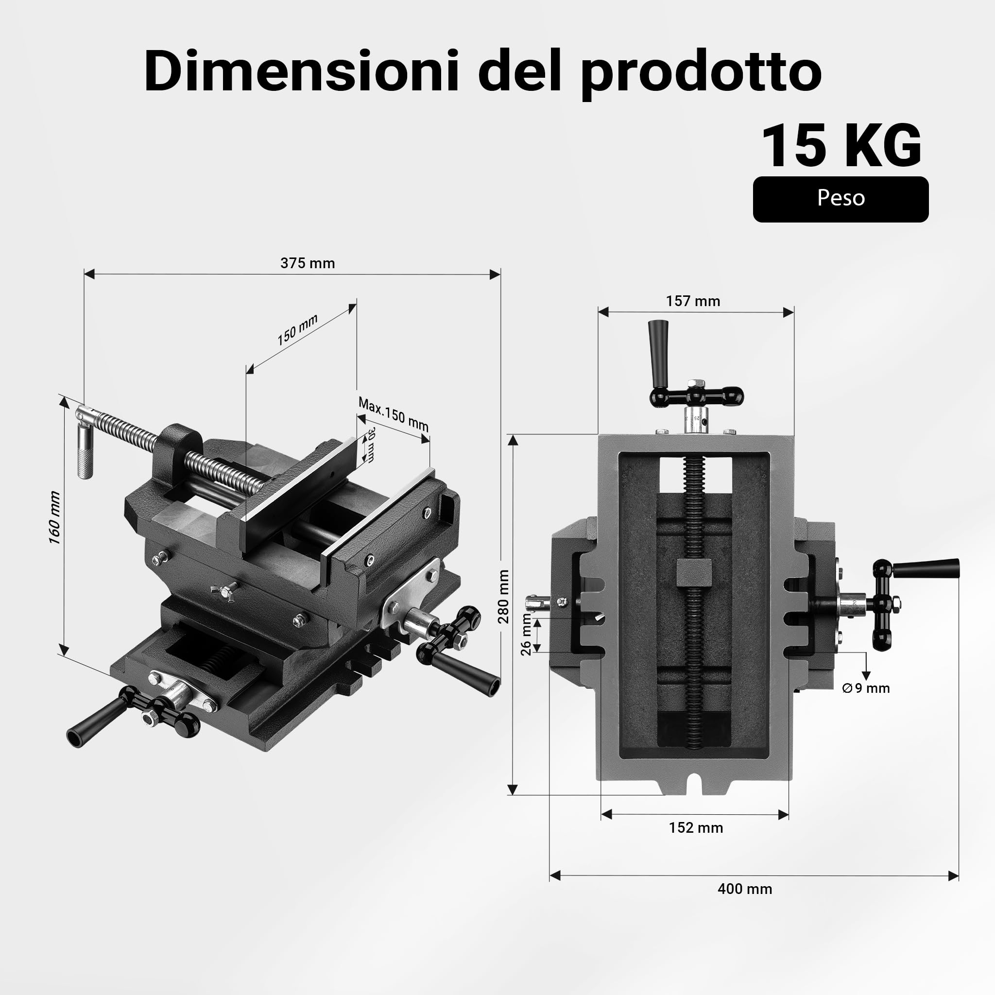 Wiltec Morsa Croce Trapano 150mm 2 Assi XY