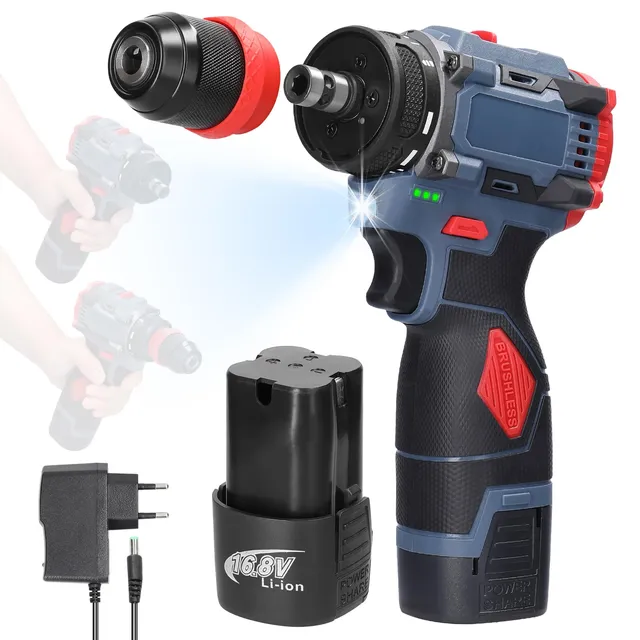 Weytoll Trapano Avvitatore Batteria 21V 45Nm 2 Batterie