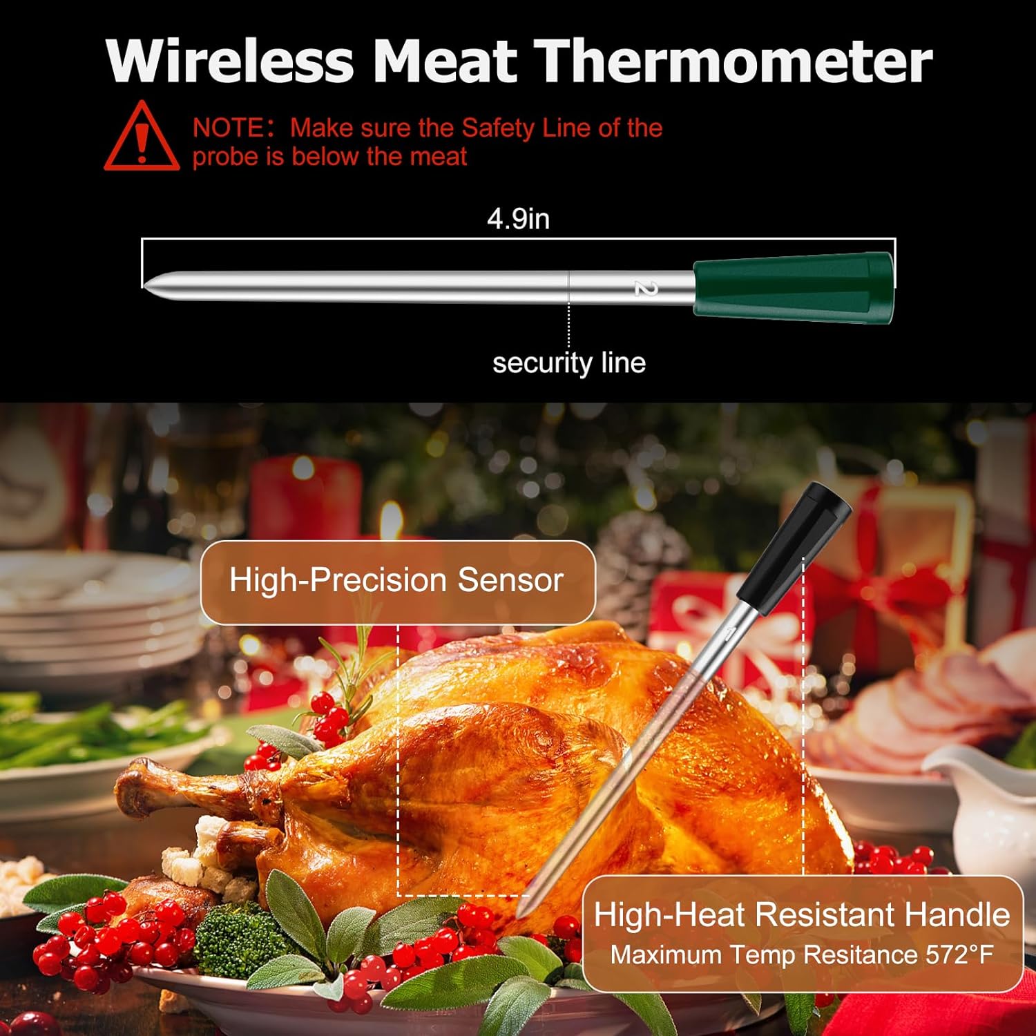 Tilswall Termometro Carne Bluetooth 122m Sonda Wireless