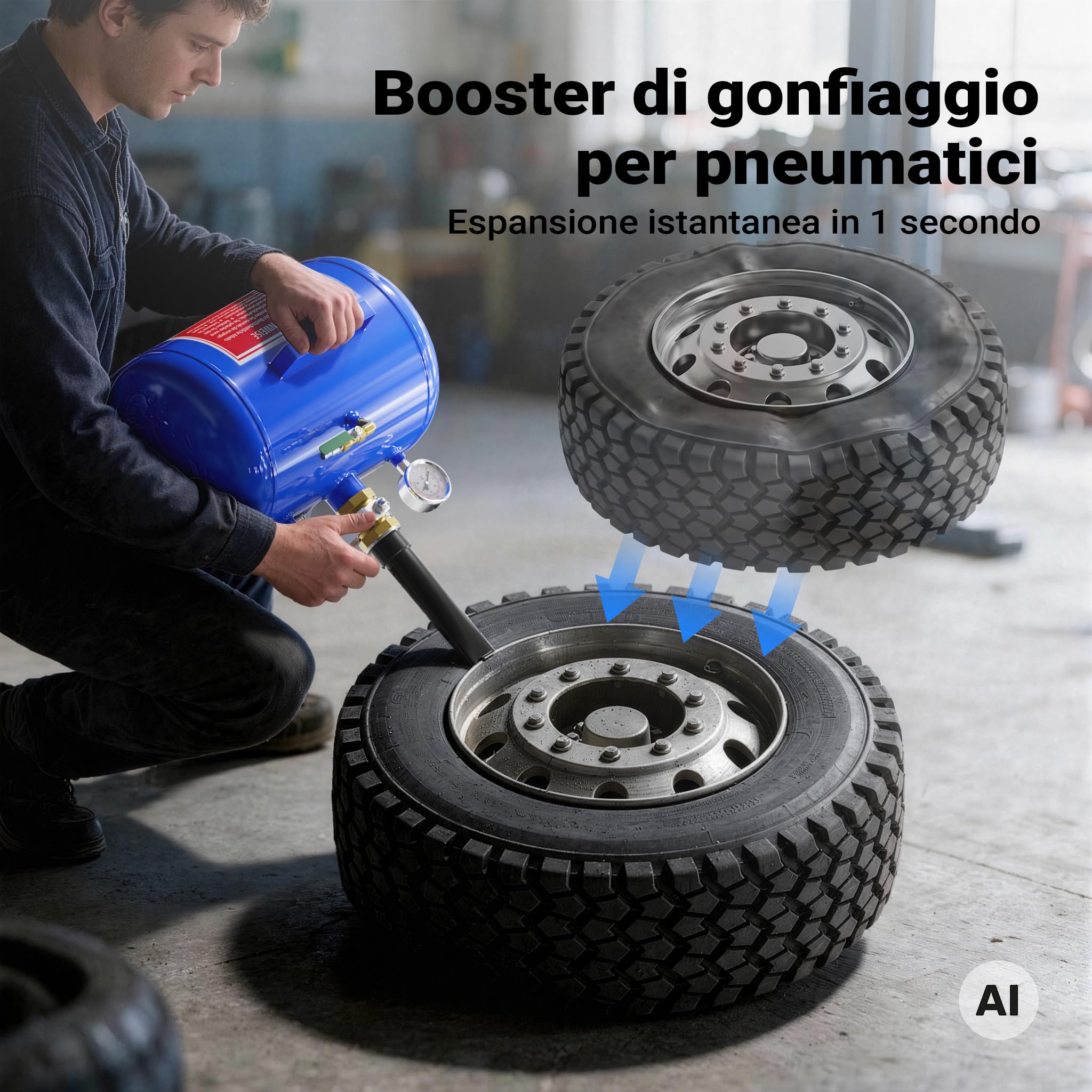 Wiltec Booster pneumatici 19L tallonatore max 10 bar
