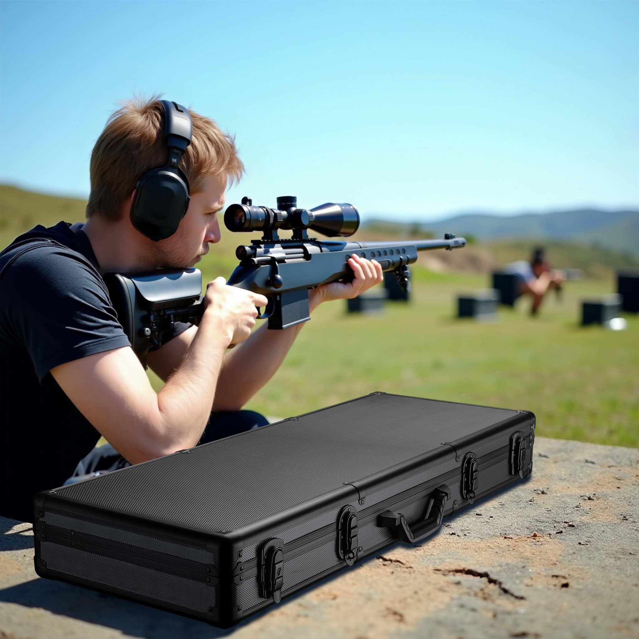 Wiltec Valigetta Pistola Rigida 84 cm 4 Serrature Nera