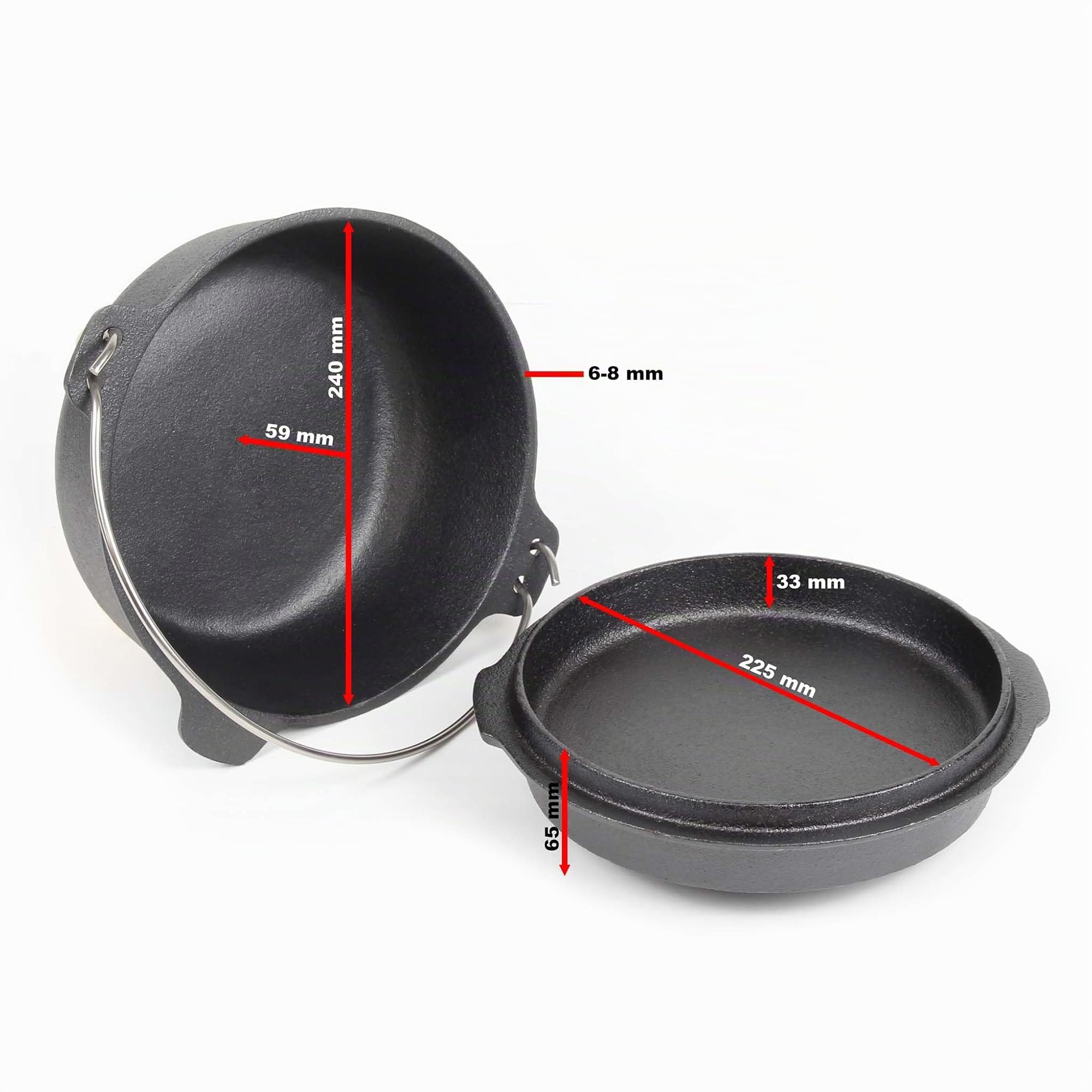 Wiltec Dutch Oven Forno Olandese 4L Ghisa Fuoco