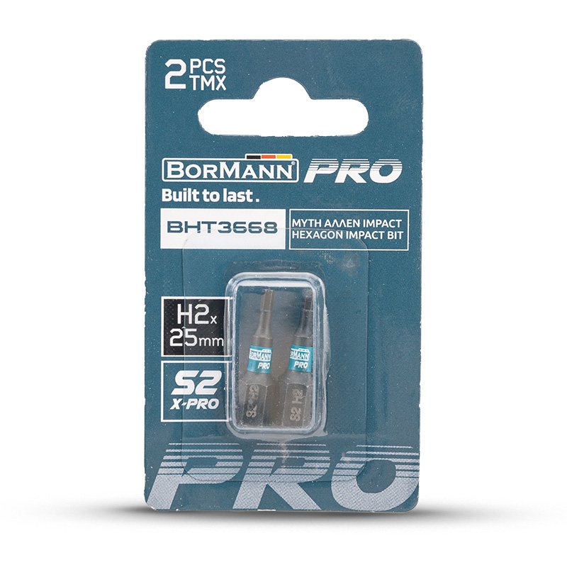 Bormann X-Pro bit esagonale H2x25mm S2 2pz