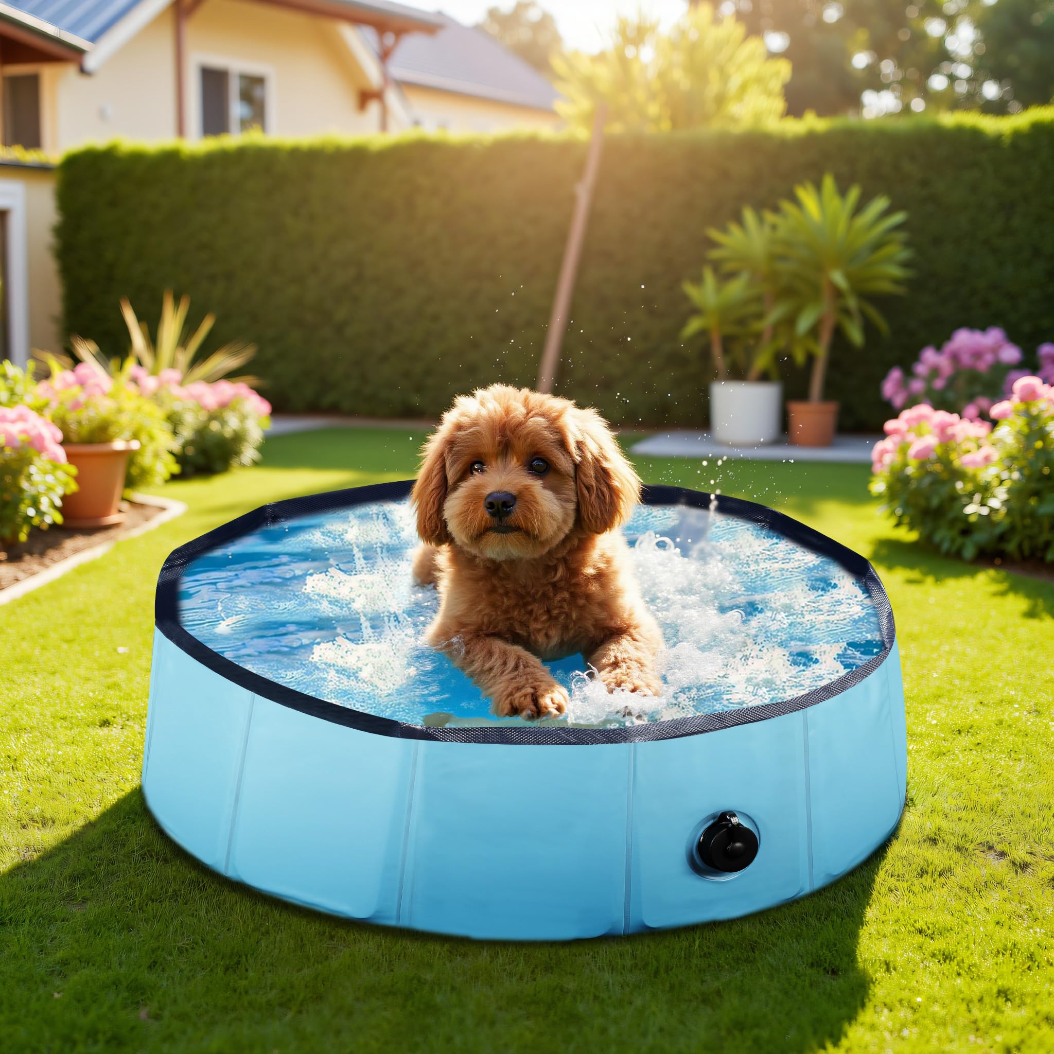 Fudajo Piscina per Cani 80x30 cm Pieghevole PVC Antiscivolo