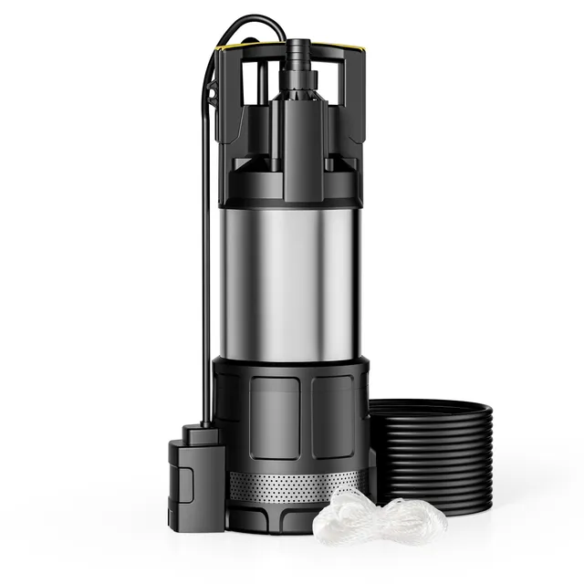 Wiltec Pompa Sommersa 1200W 6000l/h Nero+Acciaio Pozzi Cisterne