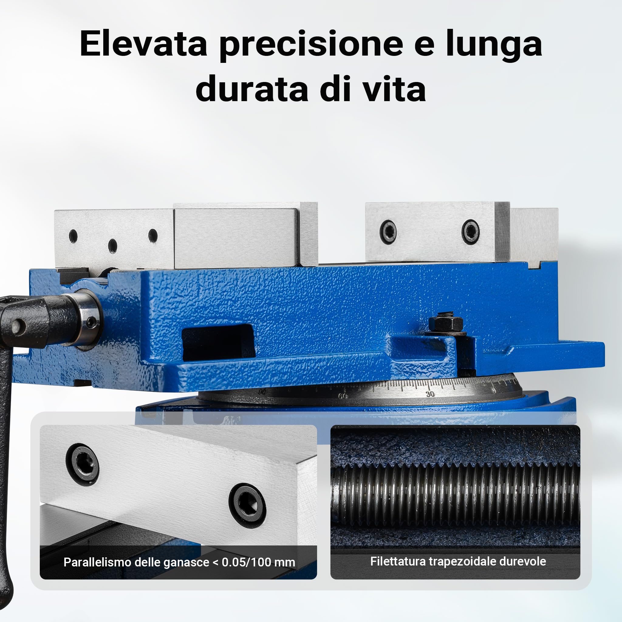 Wiltec Morsa Precisione 100 mm Base Girevole 360°