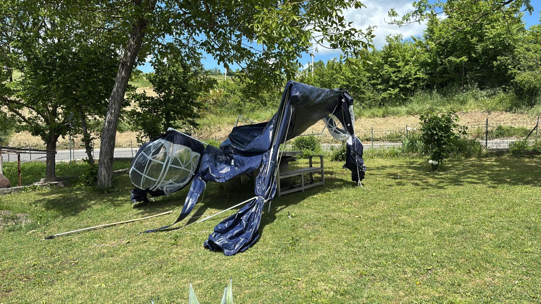 Wiltec Gazebo Blu 3x3m con Pareti Laterali Protezione UV50+