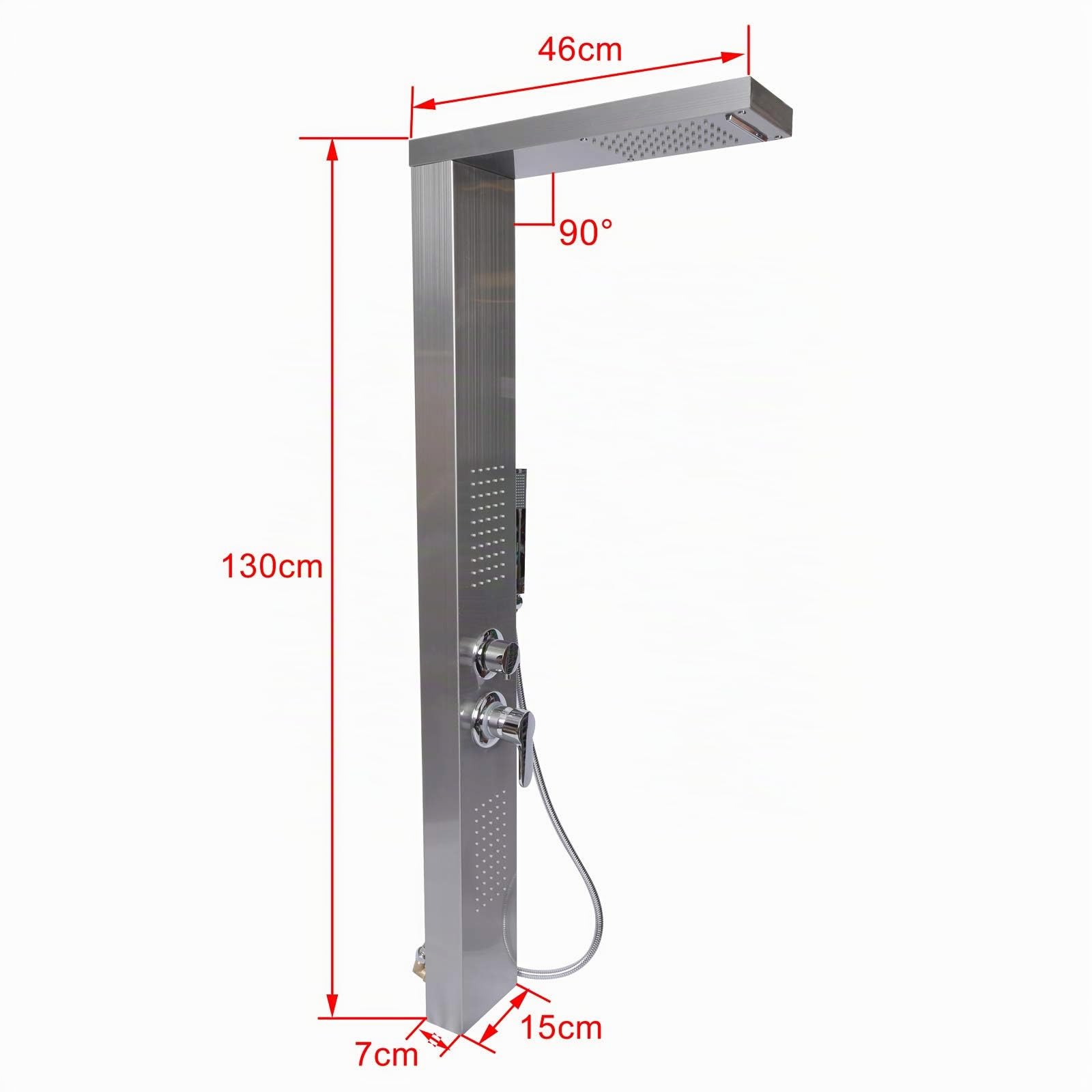Wiltec Colonna Pannello Doccia Acciaio Inox Pioggia Cascata