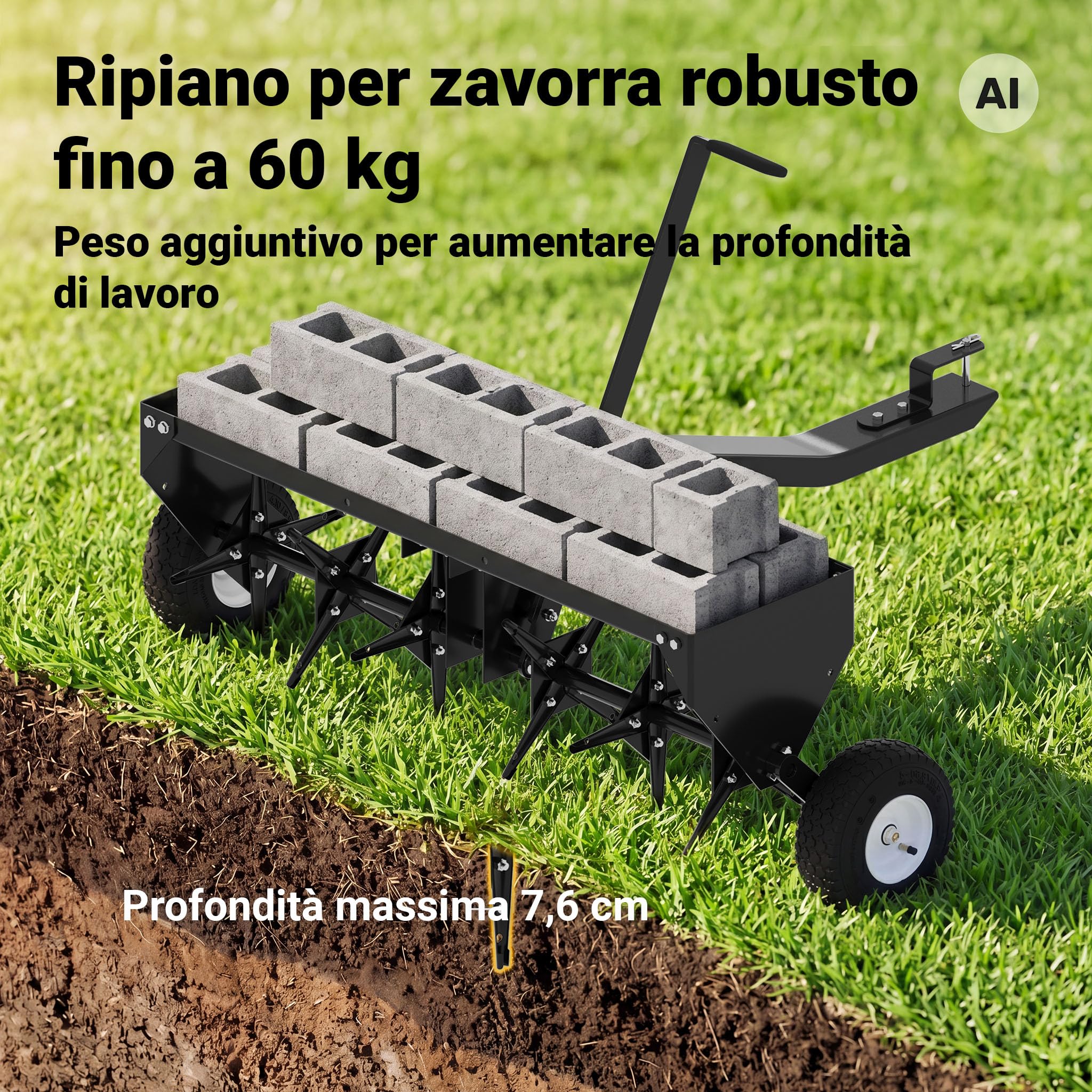 Wiltec Arieggiatore Dischi Trattorino 102 cm 7,6 cm