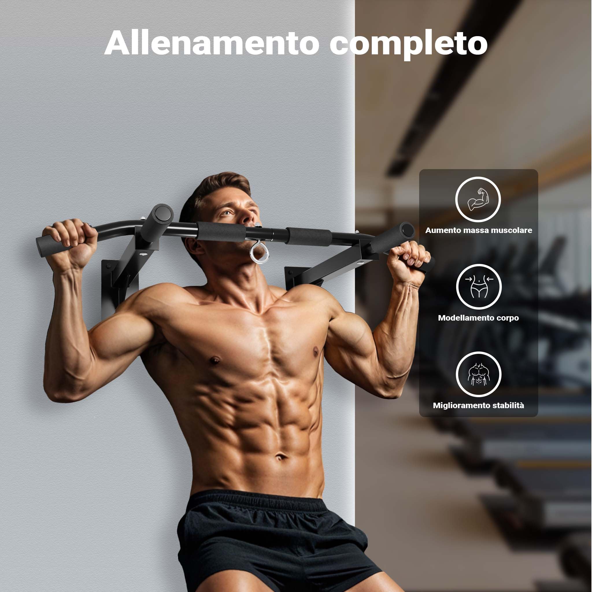 Wiltec Barra Trazioni Parete 200 kg Prese Multiple