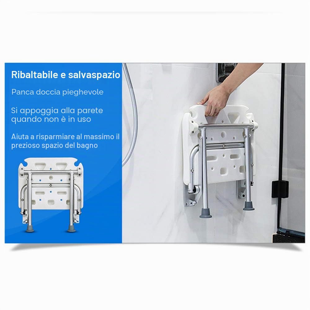 Weytoll Sedia Doccia Pieghevole a Parete con Gambe 200 kg