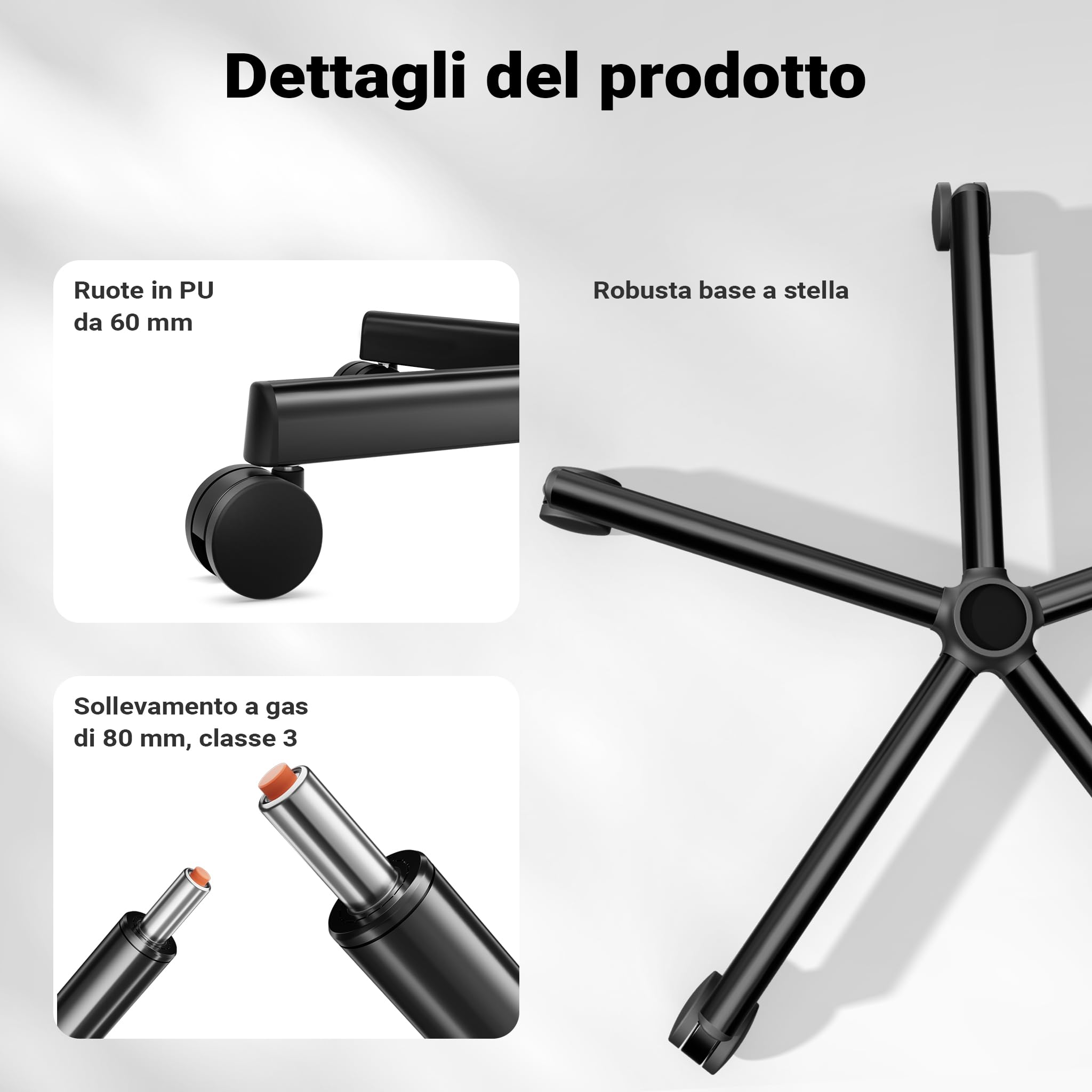 Wiltec sedia ufficio ergonomica 150 kg 701x690x1240 mm