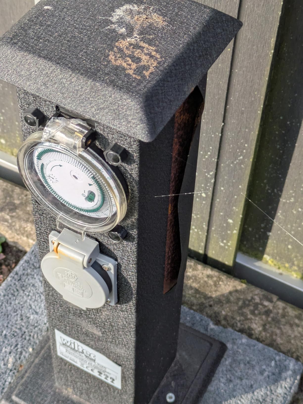 Wiltec Colonna Doppia Nera Multipresa Giardino 2 Prese Timer