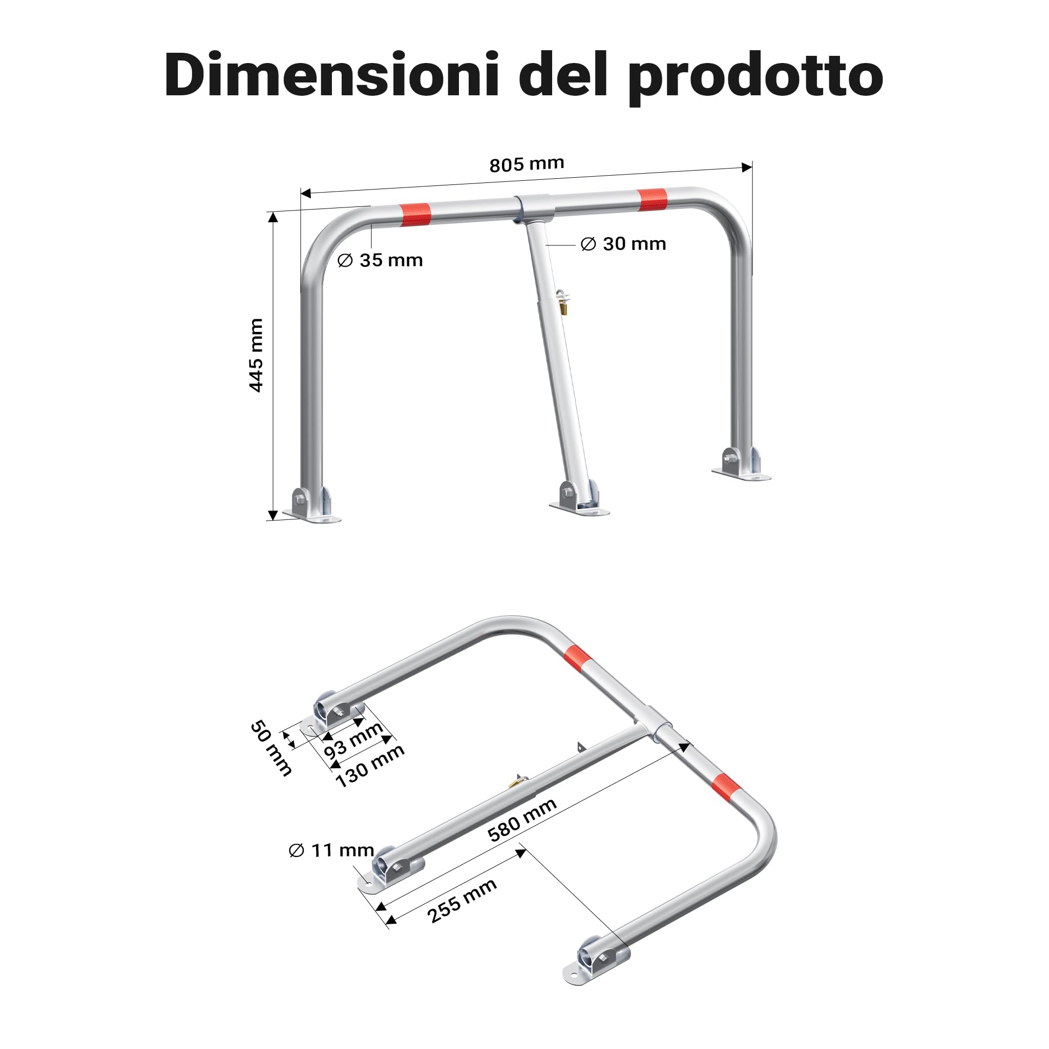 Wiltec Barriera Parcheggio Dissuasore 43x80 cm con Lucchetto