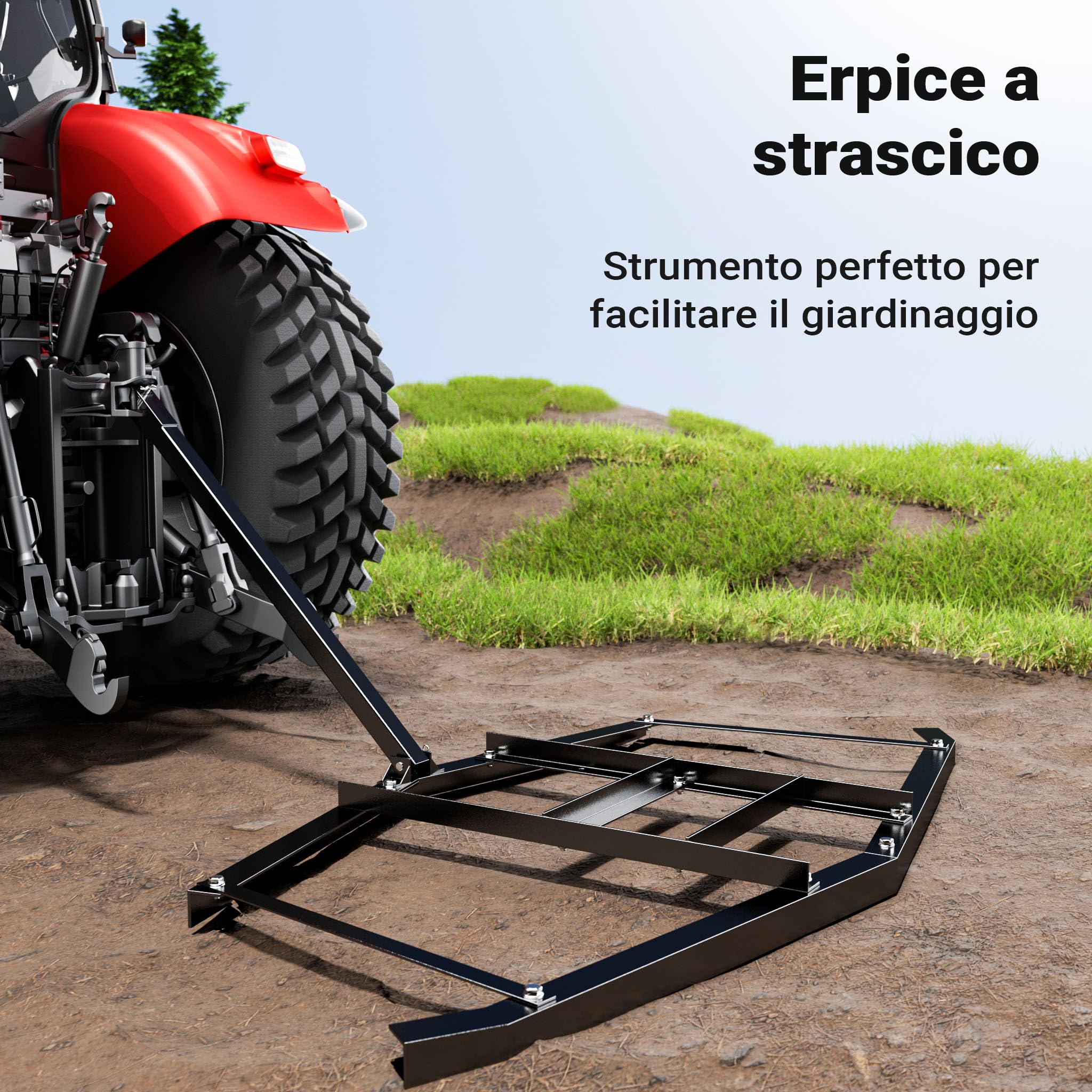 Wiltec erpice livellatore prato 172x90 cm traino quad