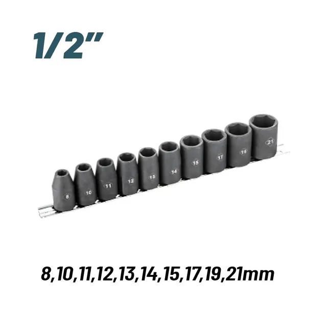 Bormann Set Bussole a Impatto 1/2" 10pz 8-21mm Cr-Mo