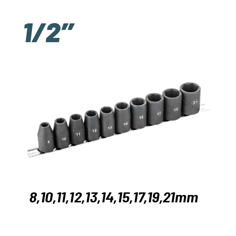 Bormann Set Bussole a Impatto 1/2" 10pz 8-21mm Cr-Mo