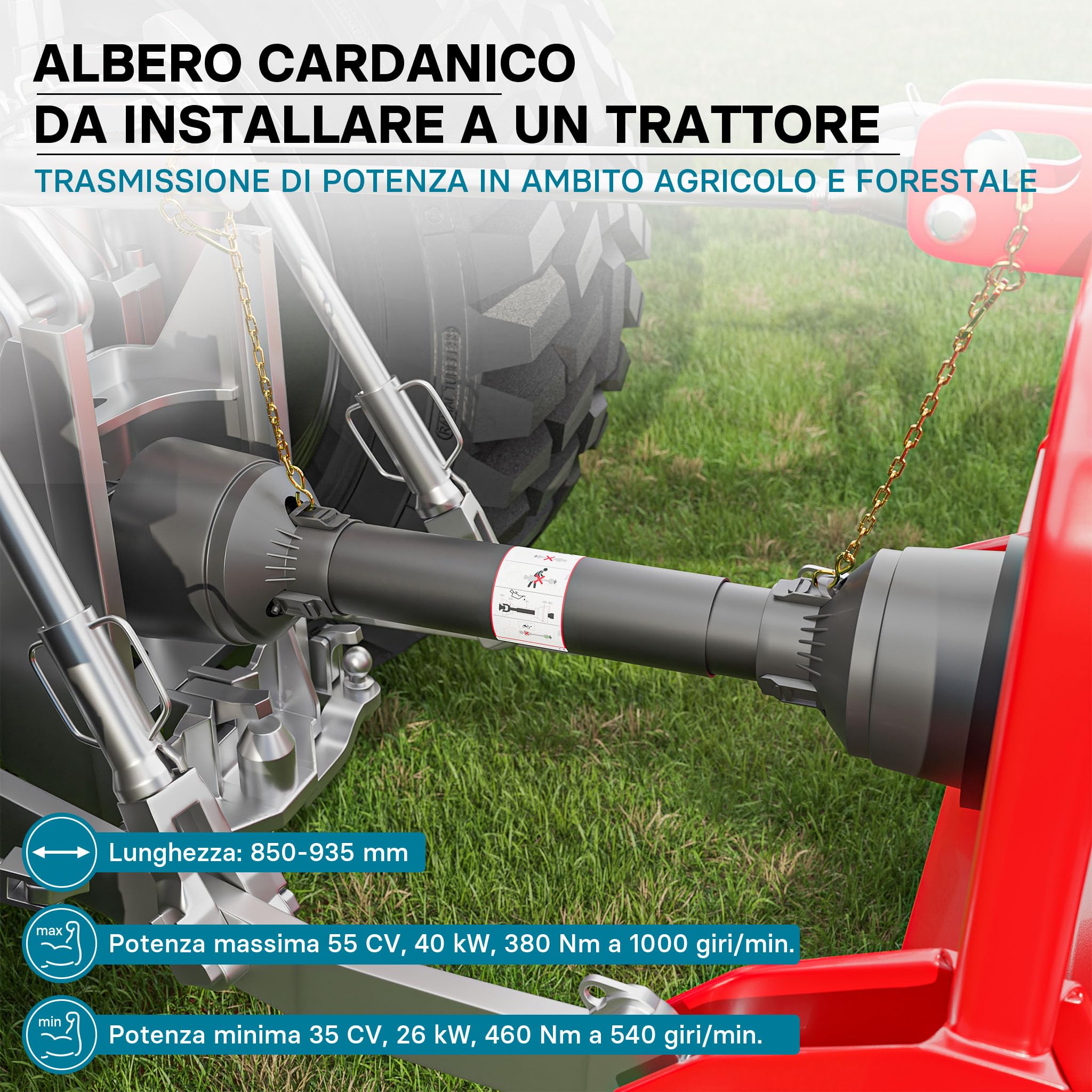 Wiltec Albero Cardanico T4 850-1105 mm 460 Nm 6 Denti