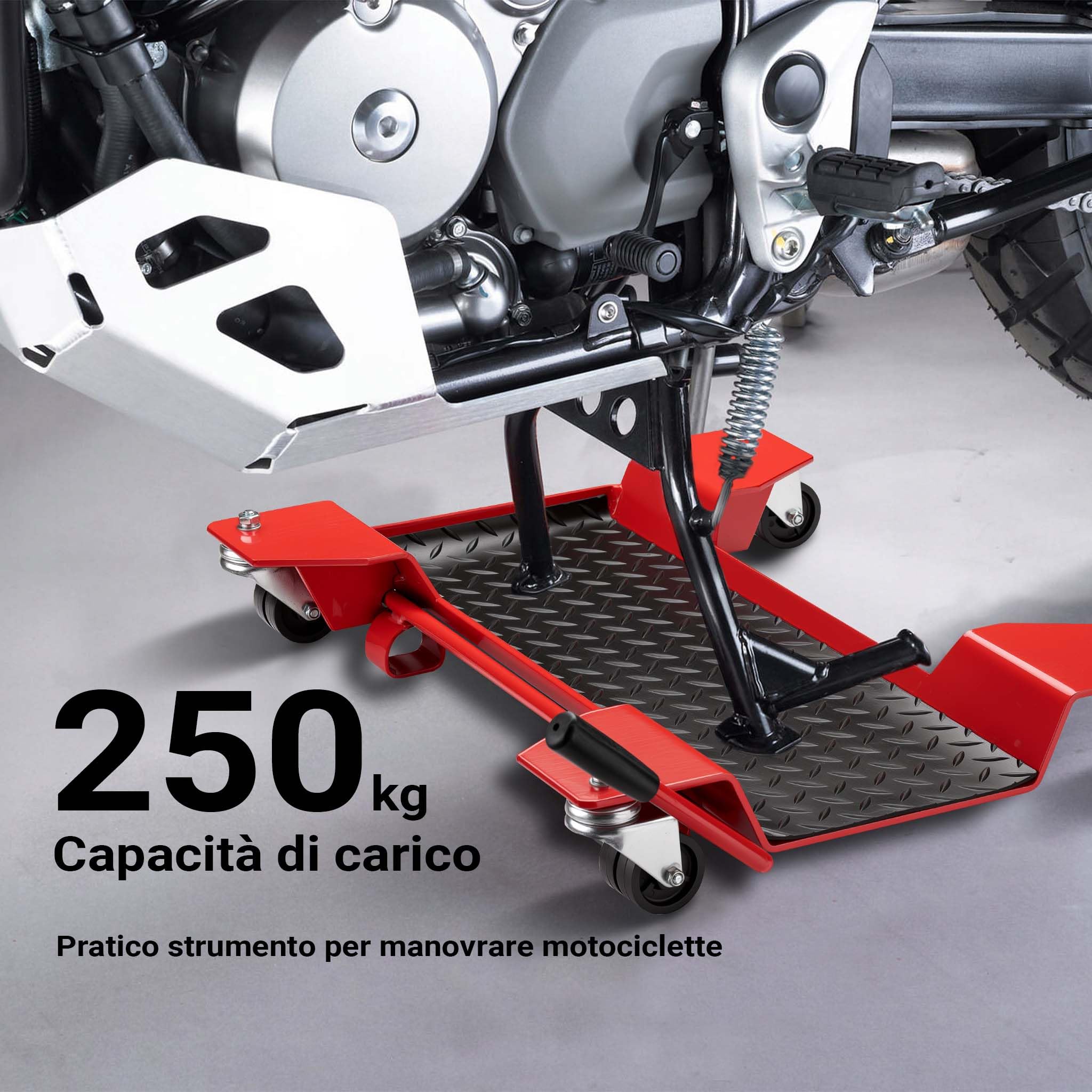 Wiltec Carrello Sposta Moto 60x42 cm 250 kg Corto