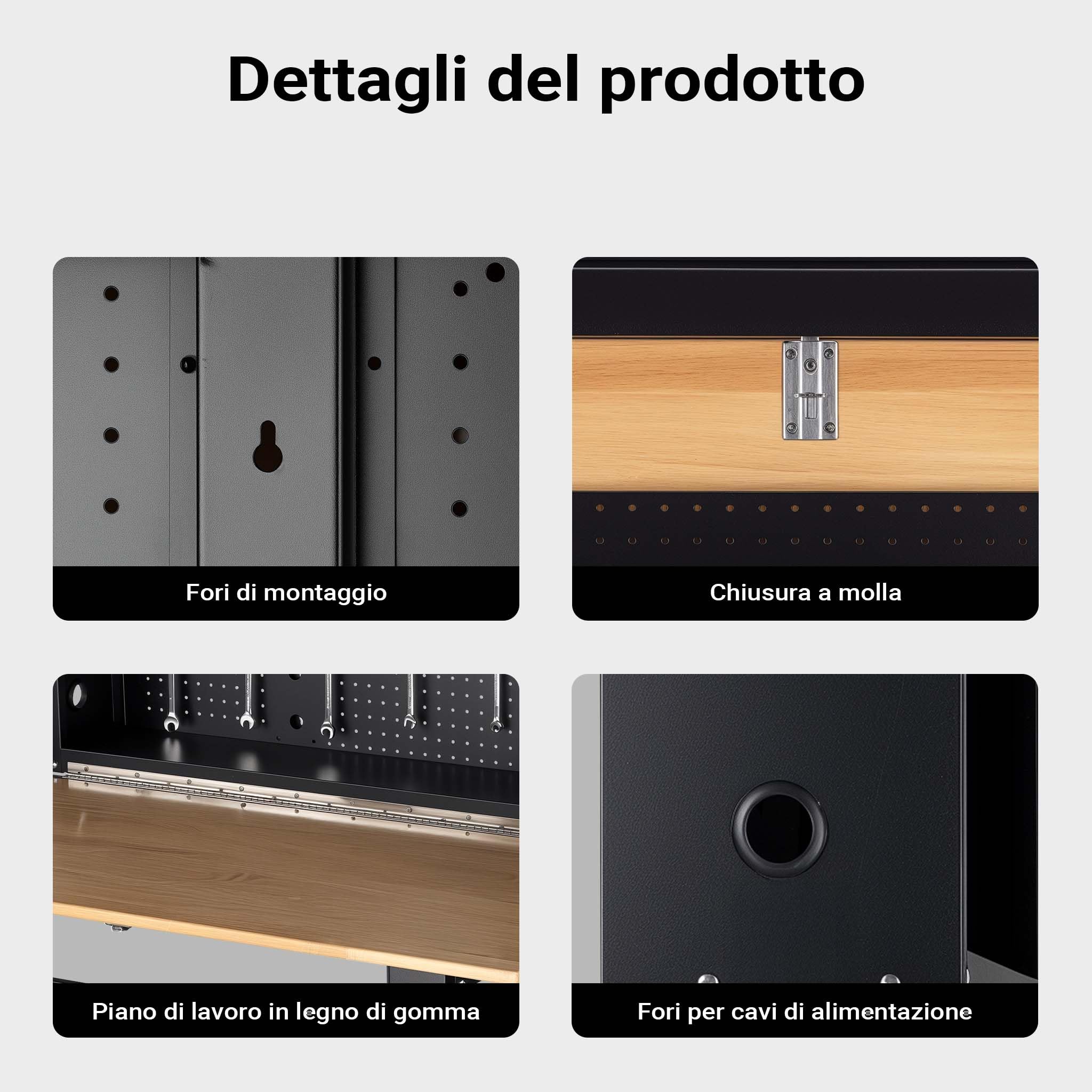 Wiltec Banco Lavoro Pieghevole Parete 120x60cm 200kg Pannello