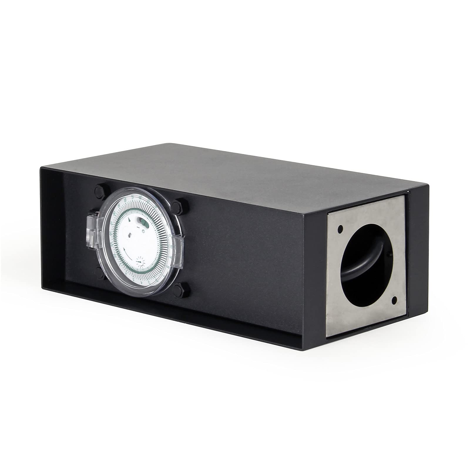 Wiltec Colonna Presa da Giardino 2 prese IP44 con timer nera