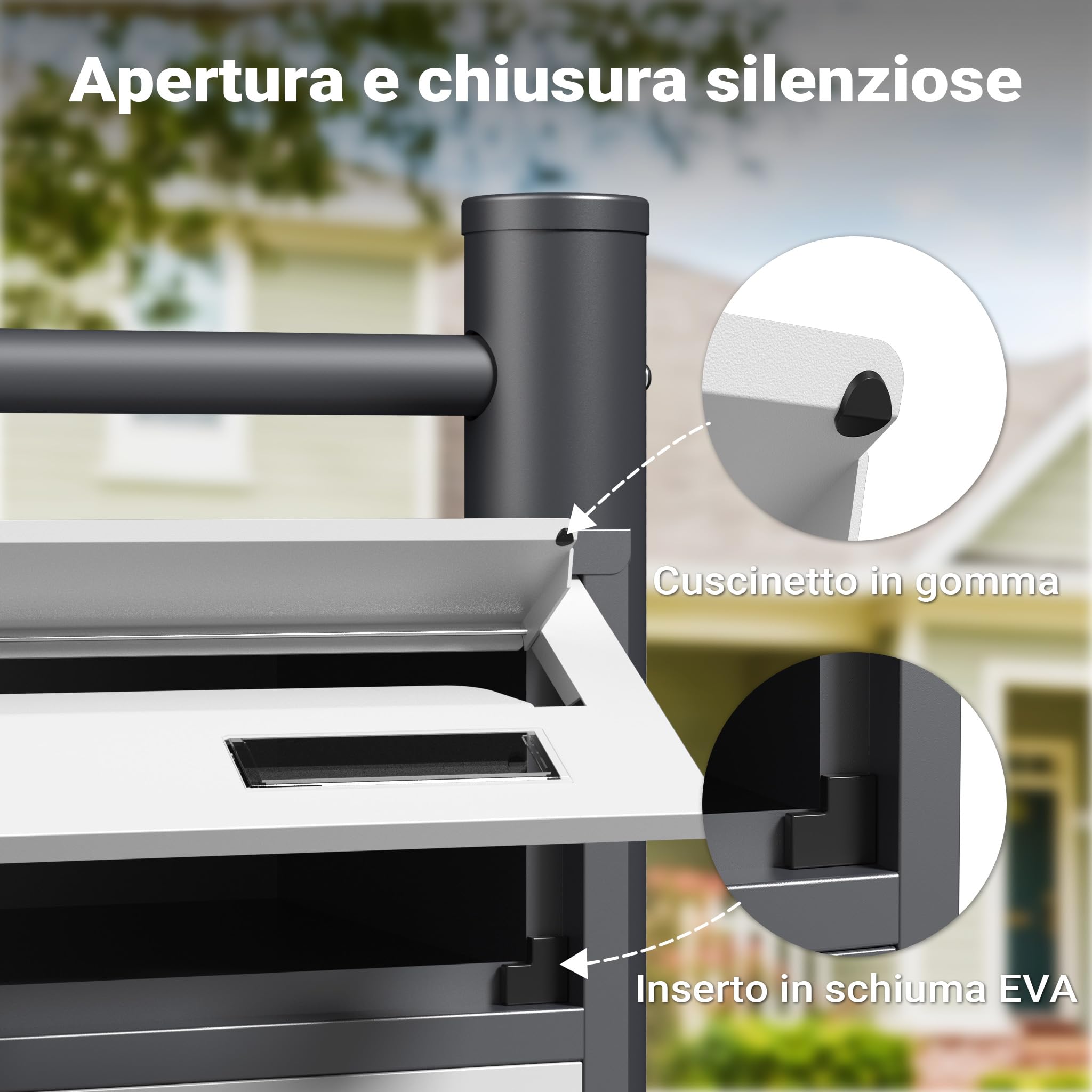 Wiltec Cassetta Postale 6 Posti Bianco Antracite 150 cm