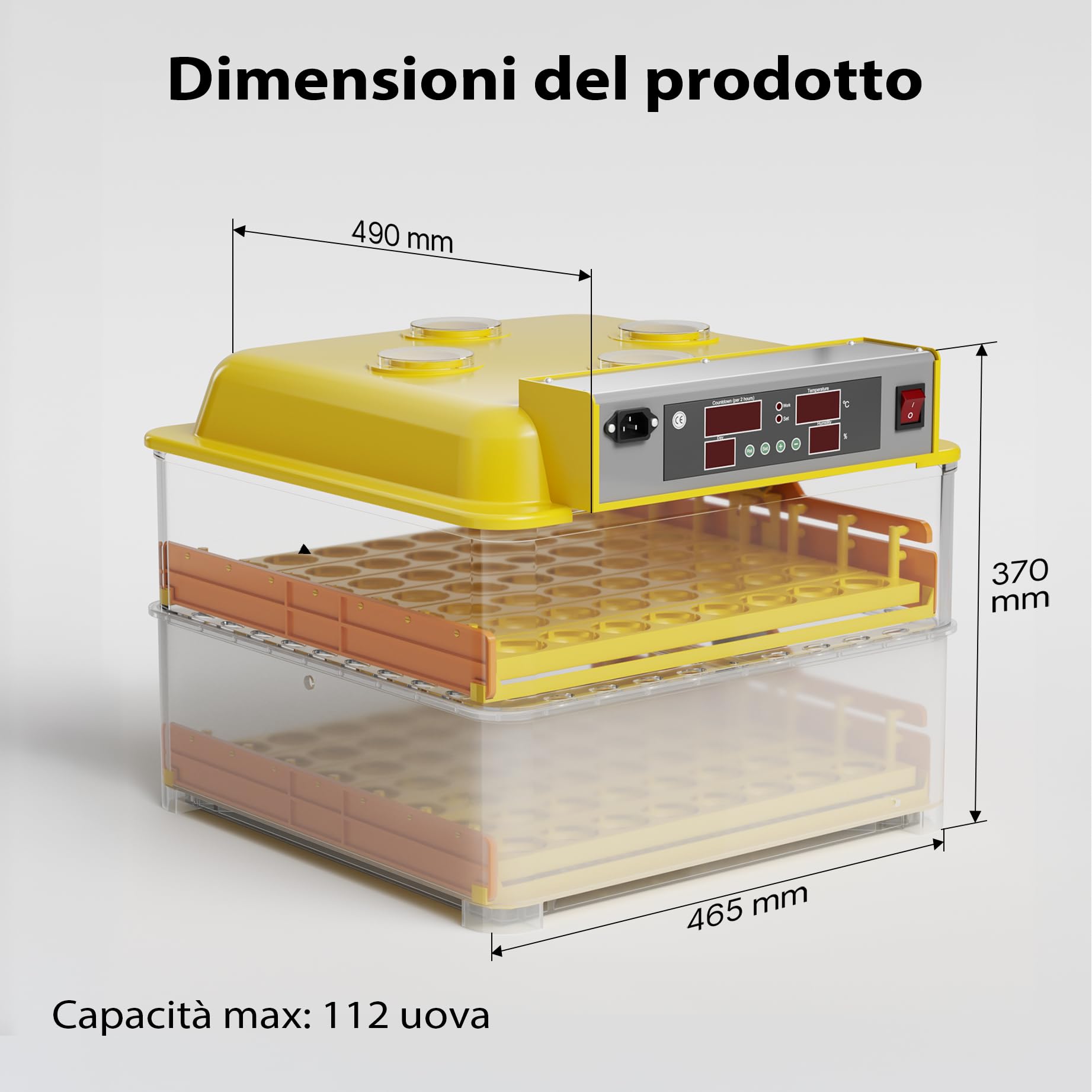 Wiltec Incubatrice automatica 112 uova con rotazione