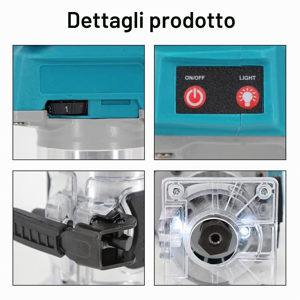 Weytoll Fresa Superiore a Una Mano Rifilatrice 6,35 mm 21V