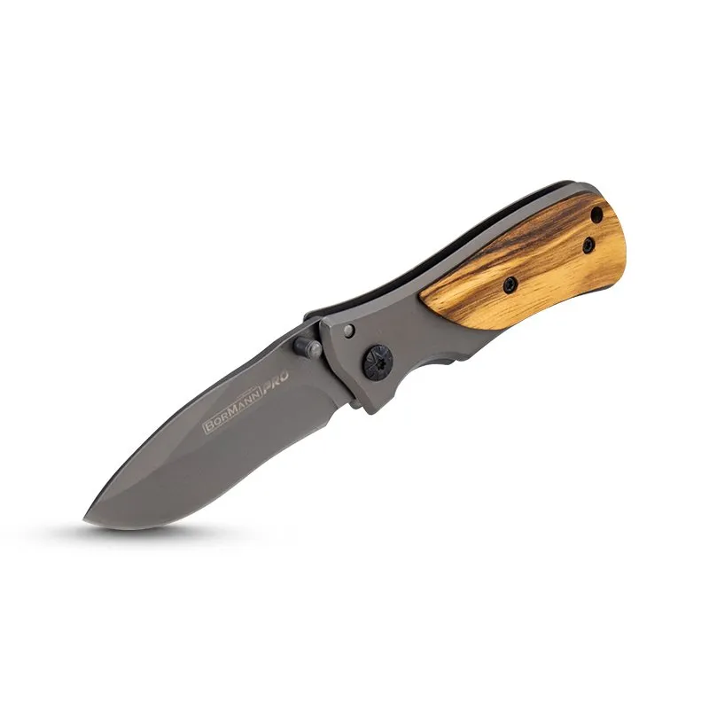 Bormann Coltello Utility Pieghevole Inox Manico Legno