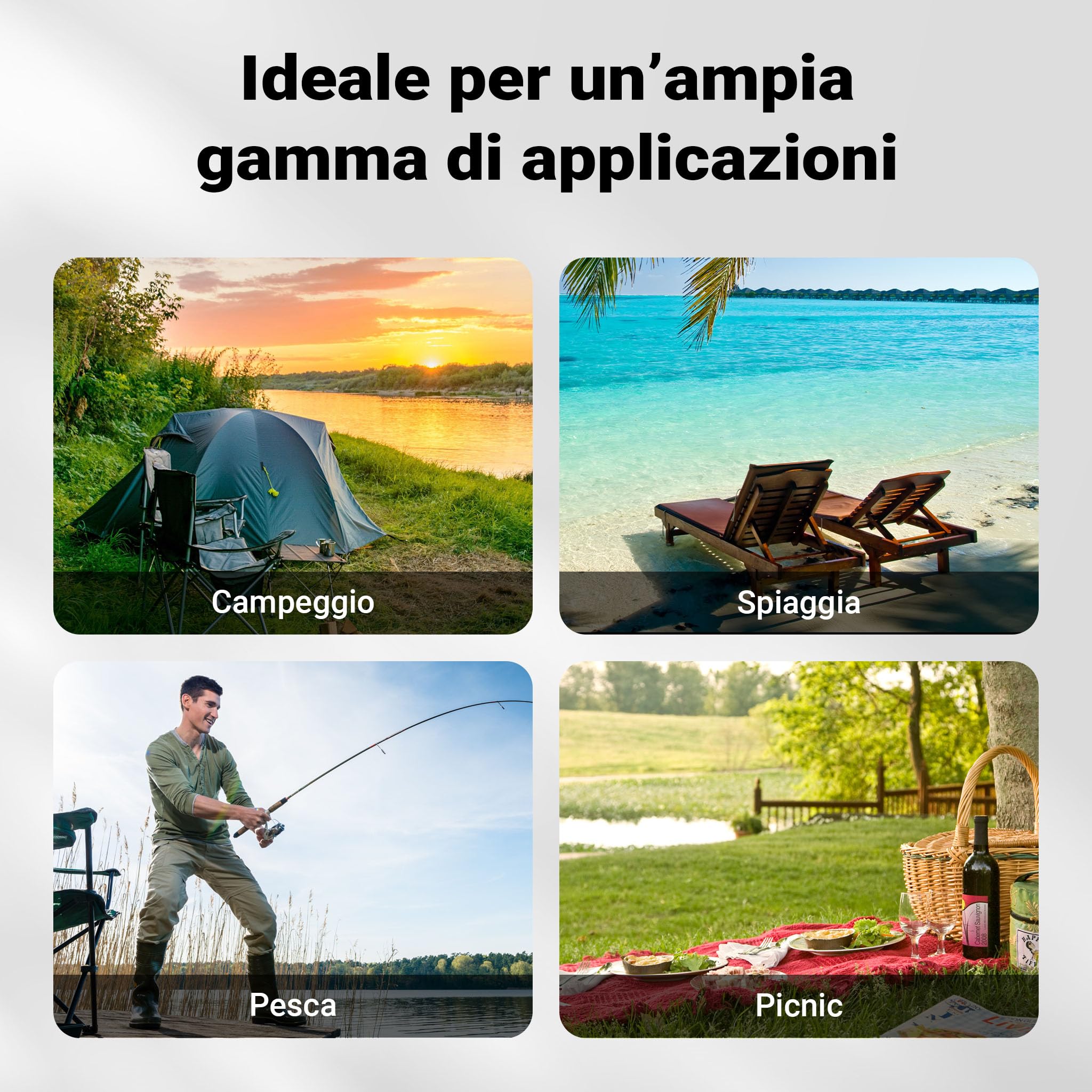 Wiltec Ombrellone da Pesca 250 cm con Tenda e Finestre
