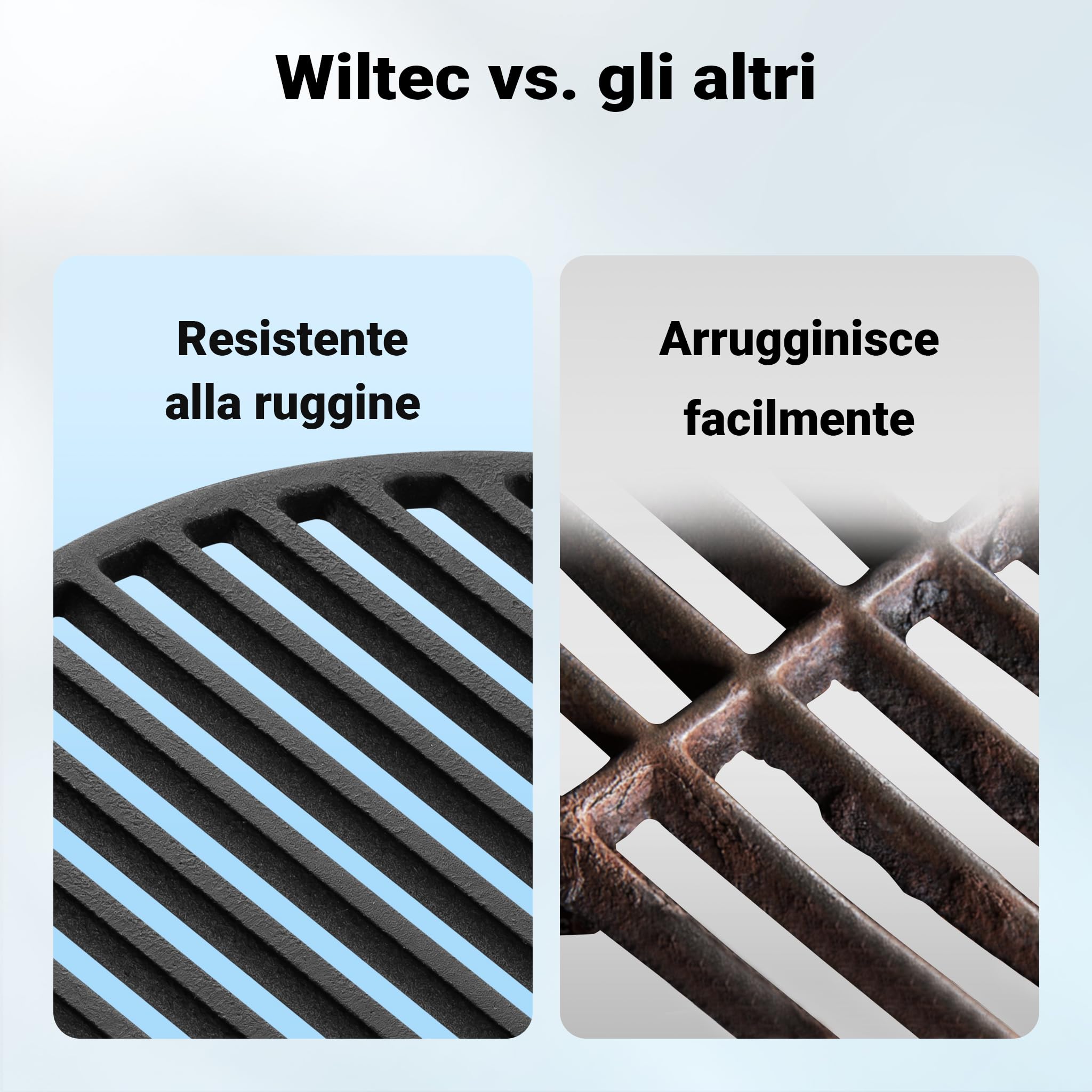 Wiltec griglia barbecue in ghisa rotonda 34,5 cm spessore 9 mm