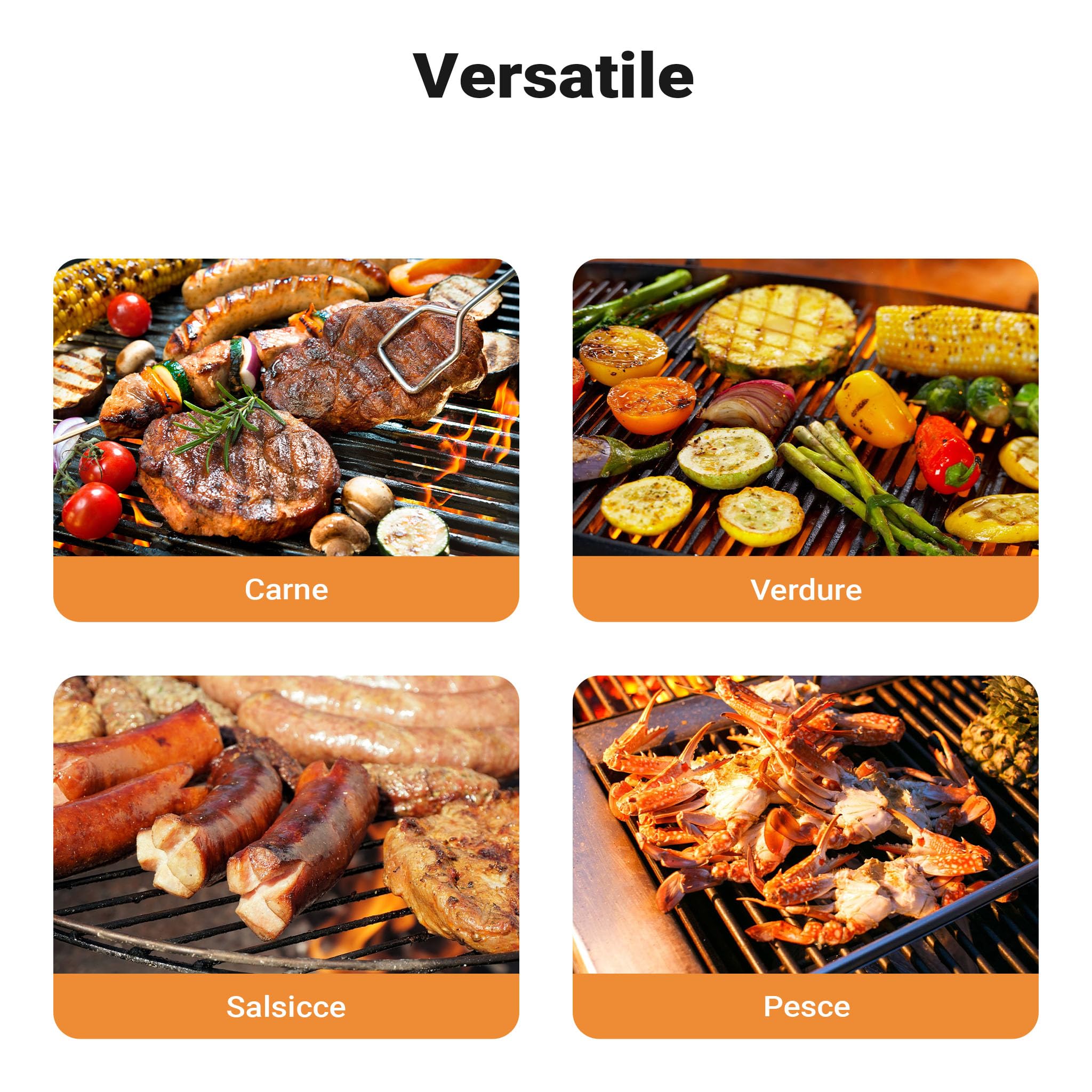 Wiltec Griglia BBQ 54x34cm Acciaio Inox con Manici