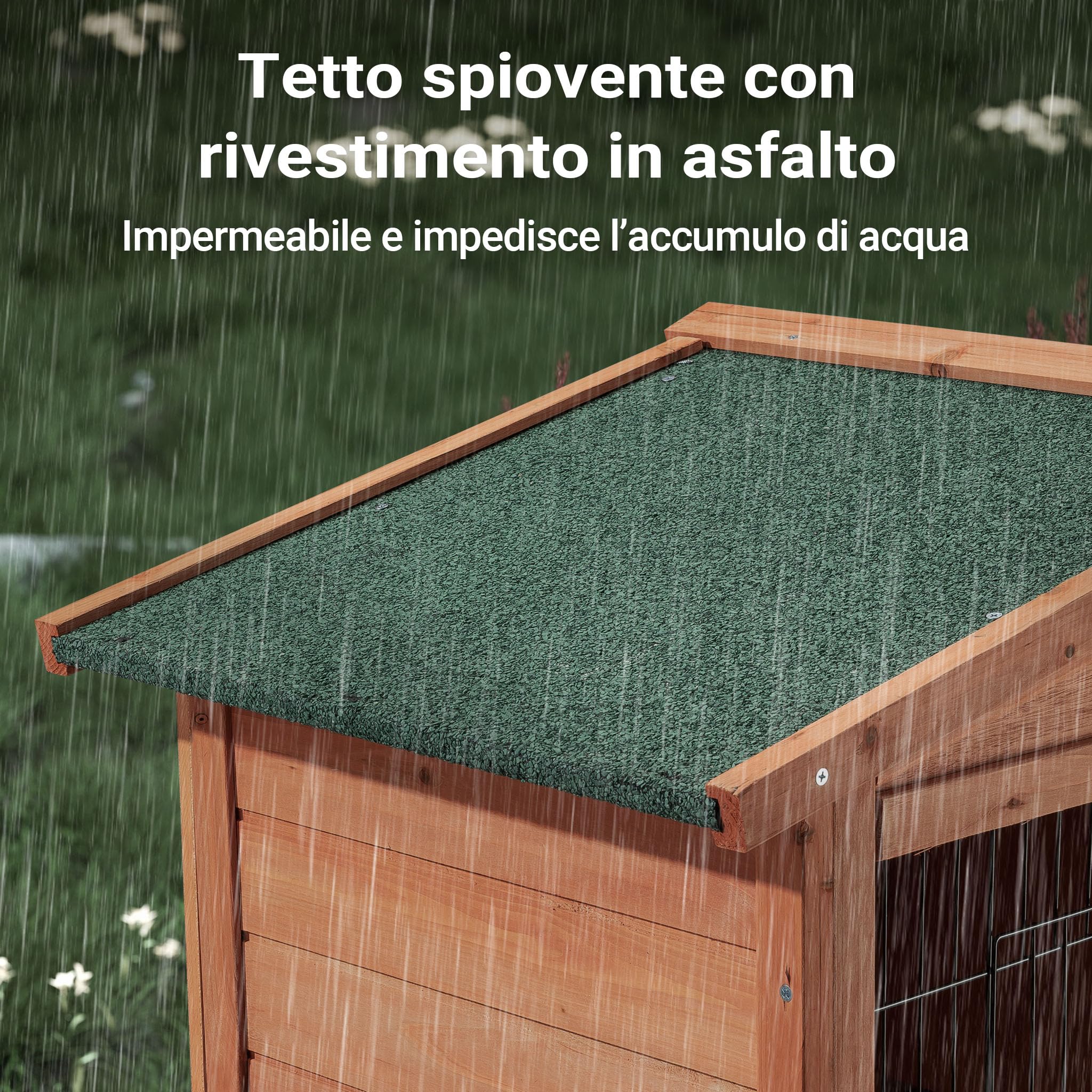 Wiltec Conigliera Legno 2 Livelli 87x54x100 cm Tetto Bitume