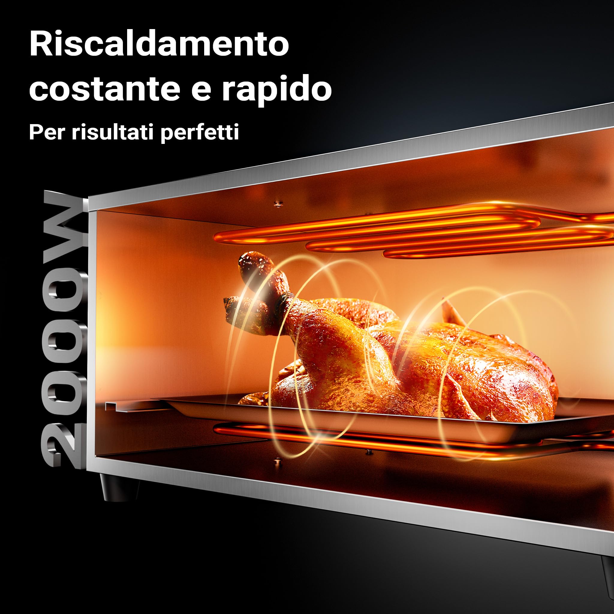 Wiltec Fornetto pizza elettrico 2000W pietra 350°C
