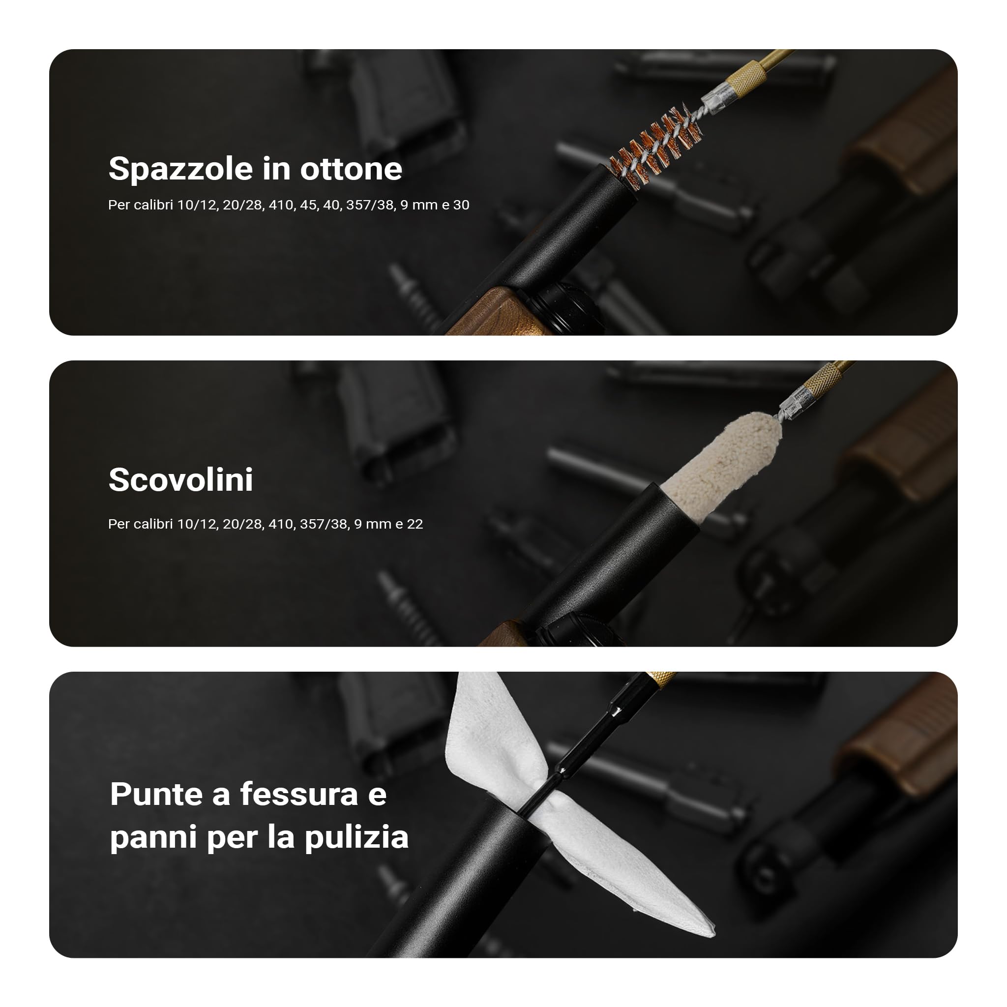 Wiltec Kit Pulizia Armi Universale 100 Pezzi Fucili Pistole