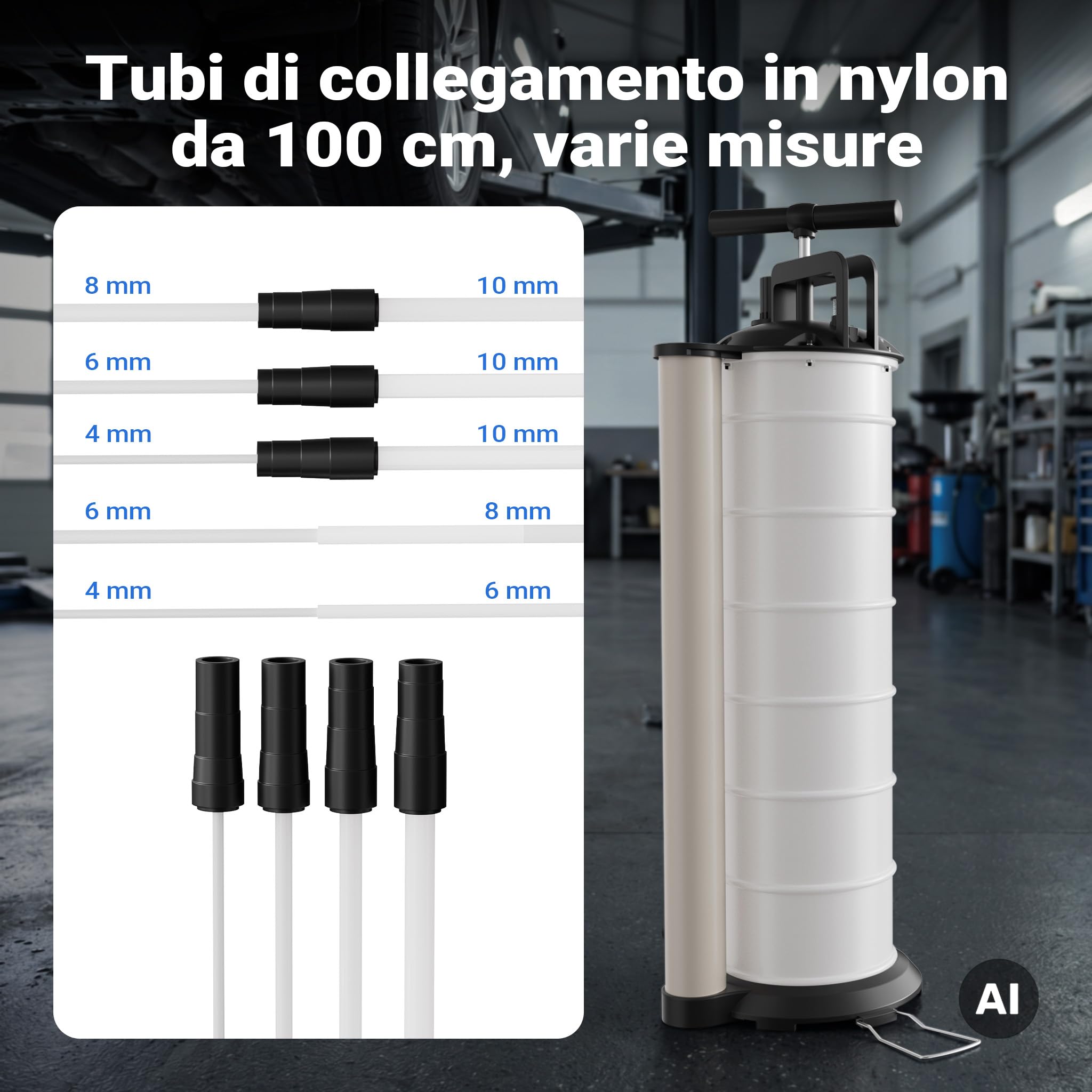 Wiltec pompa aspirazione olio manuale 7 litri con tubi