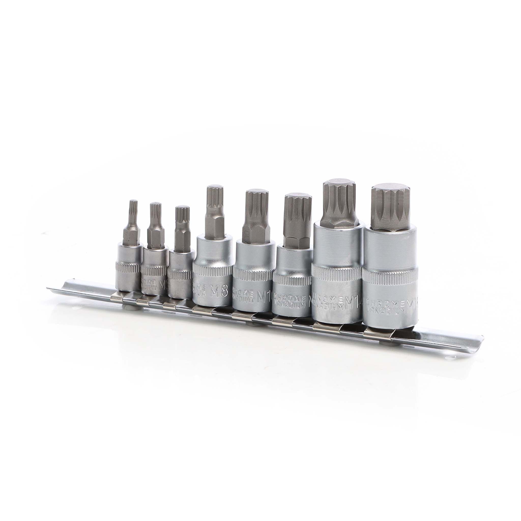 Wiltec Set Bussole XZN 8 Pezzi M4-M16 Acciaio Cr-V