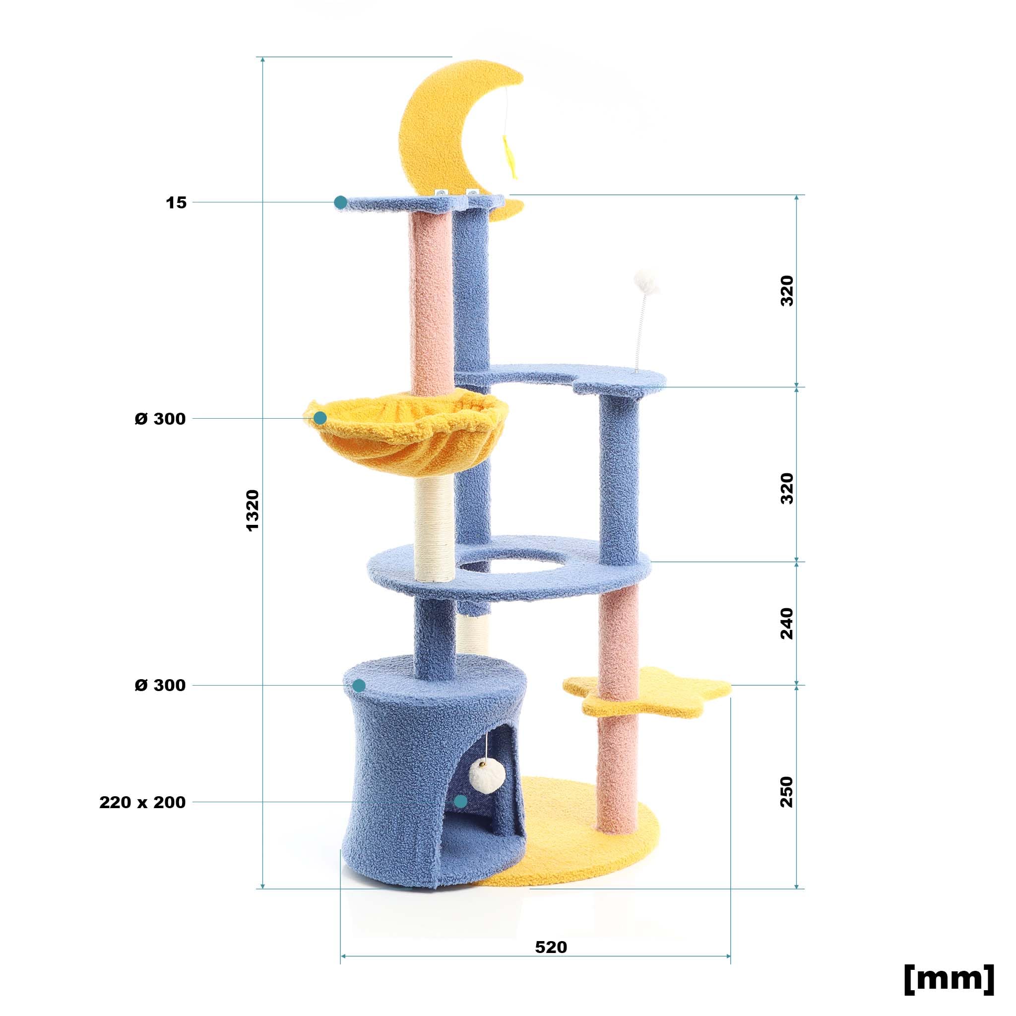 Fudajo Albero Tiragraffi 132 cm Blu Giallo Luna